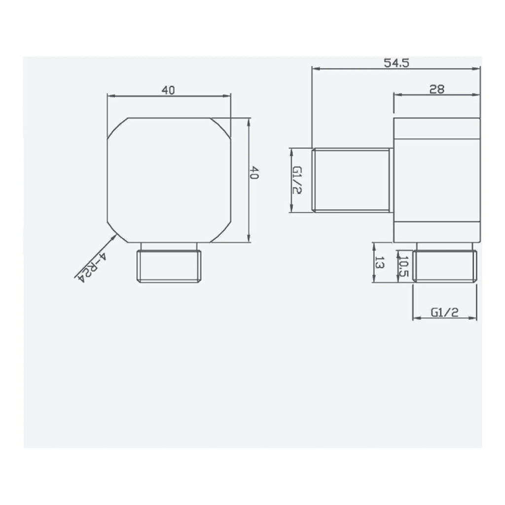 Hexagonal plumbing component technical drawing for bathroom installation, featuring detailed dimensions and specifications. Ideal for plumbing, bathroom renovation, and fixture fitting projects.