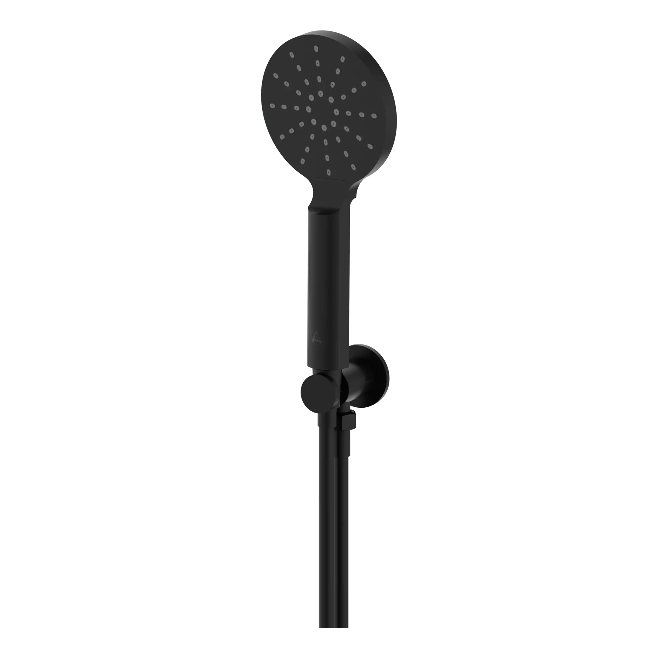 Black shower head with handheld attachment and wall mount, modern bathroom fixture designed for optimal water distribution and convenience. Ideal for contemporary bathroom renovations and daily shower routines.