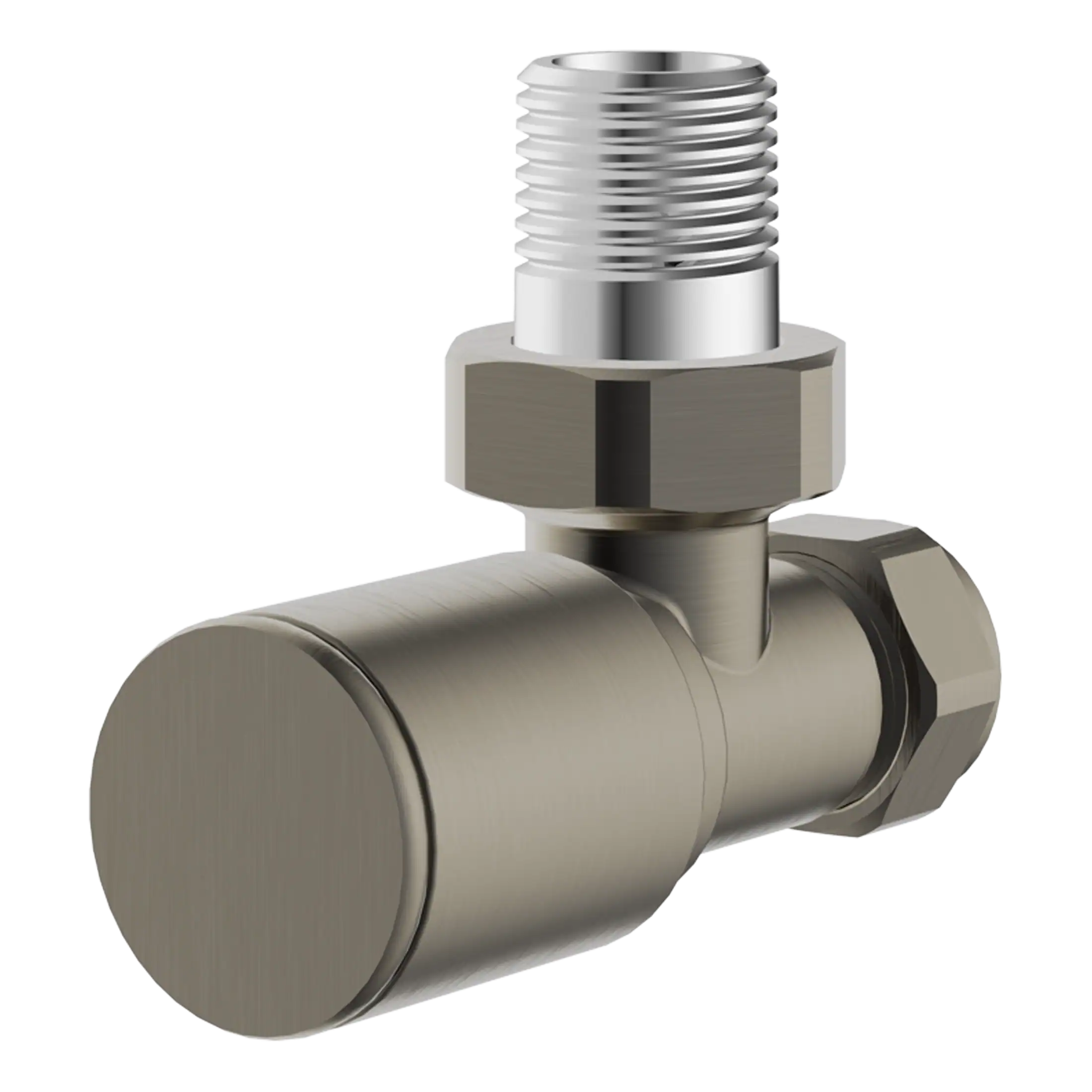 Shower valve component in brushed nickel finish, ideal for modern bathroom renovation and plumbing installations, ensuring water regulation and style.