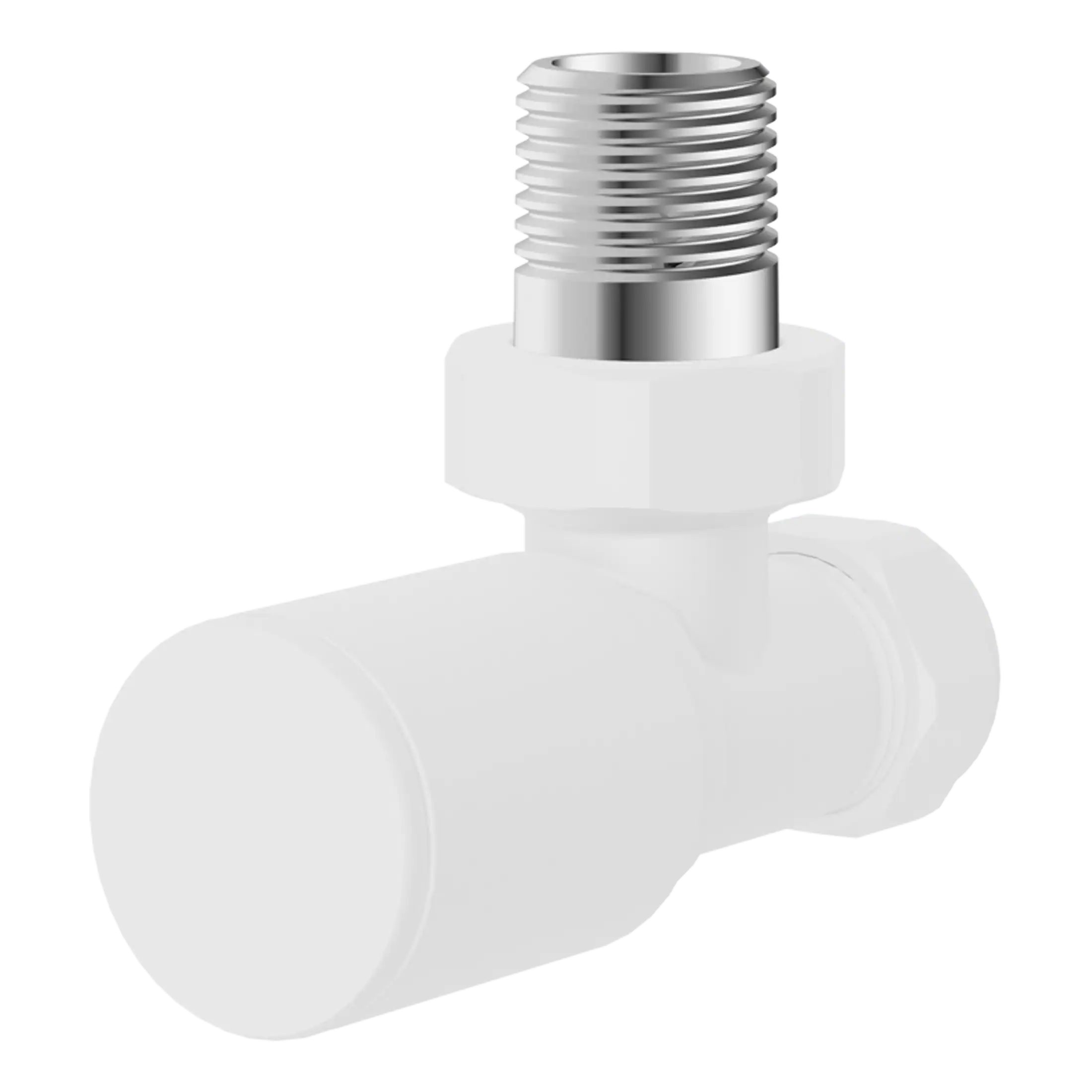 Metallic shower valve component for bathroom plumbing installation. Suitable for modern bathroom renovations and compatible with various shower systems, ensuring durable and reliable performance.