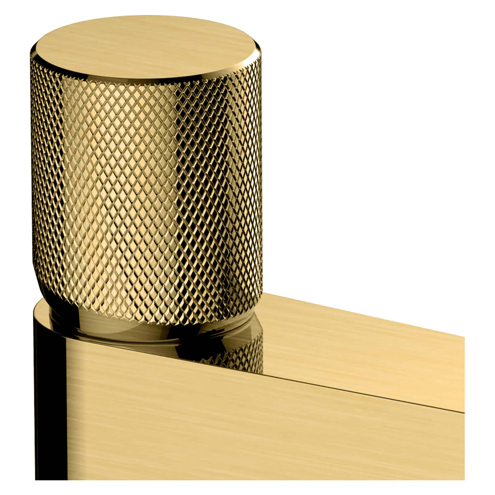 Polished gold bathroom faucet with a textured metal finish, modern and stylish design for luxury bathroom décor.
