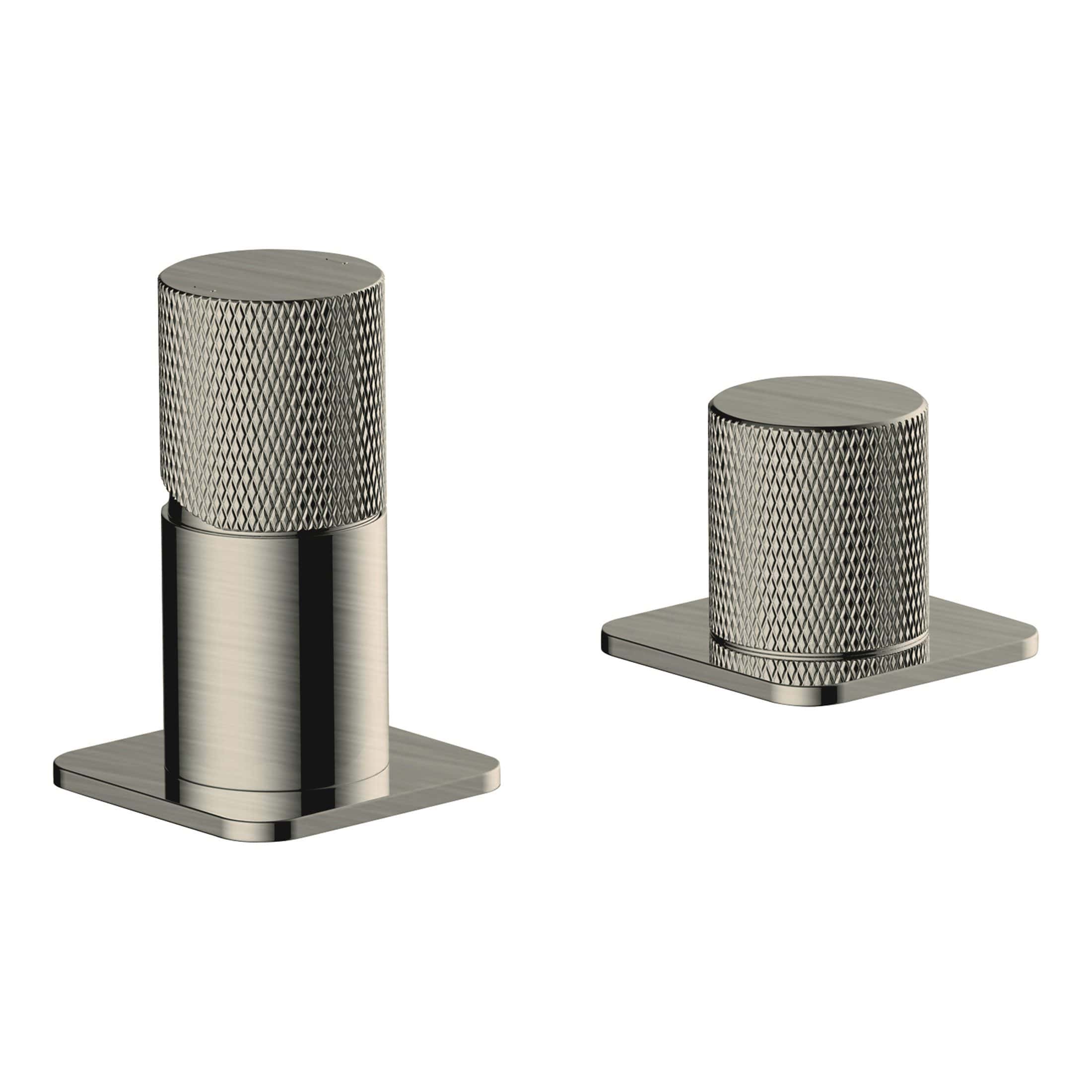 Polished chrome bathroom corner and surface-mounted accessories with textured knurled finish, designed for modern bathroom decor.