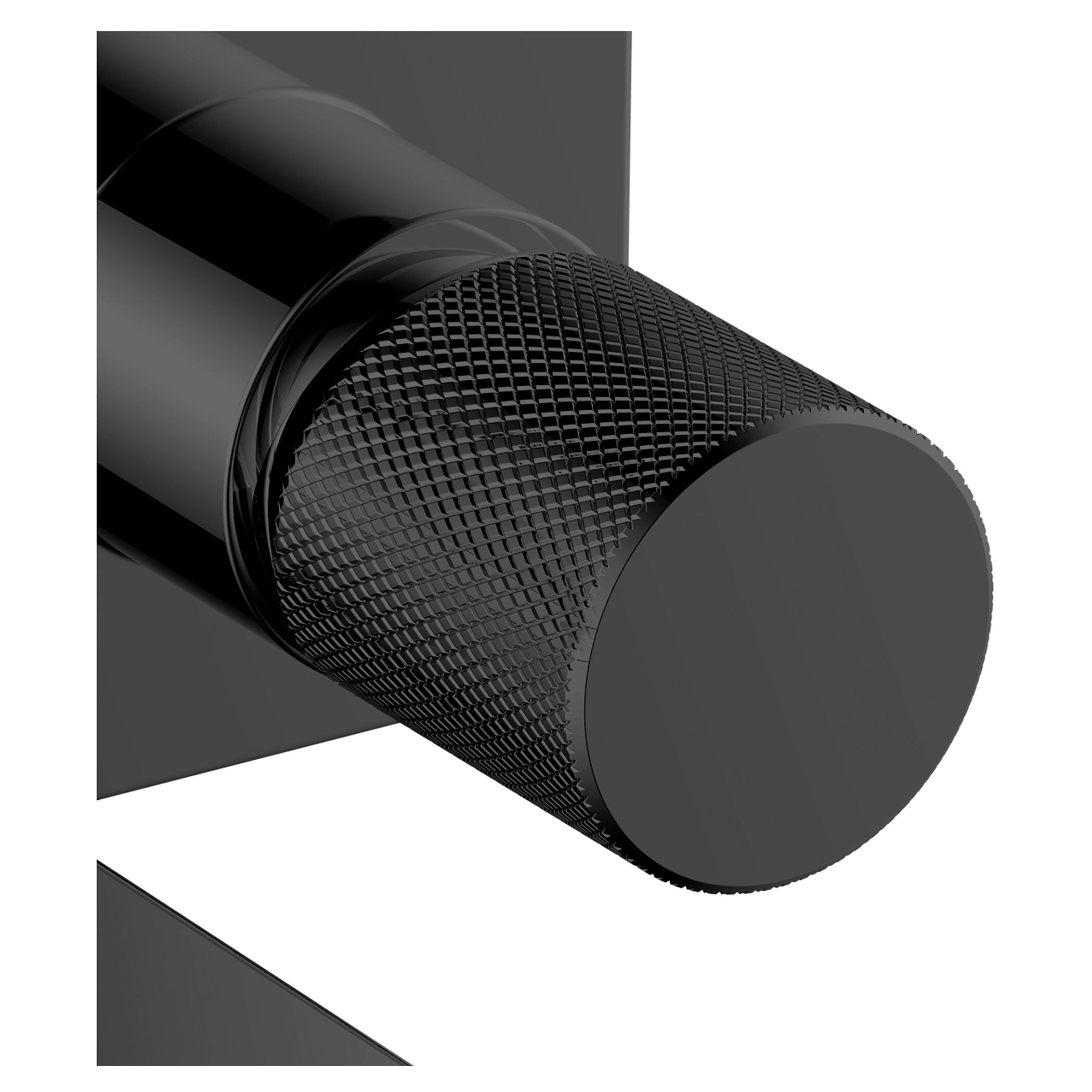 Sleek black bathroom wall-mounted tap with textured grip for modern bathroom design. Perfect for stylish, functional fixtures in contemporary bathroom settings.