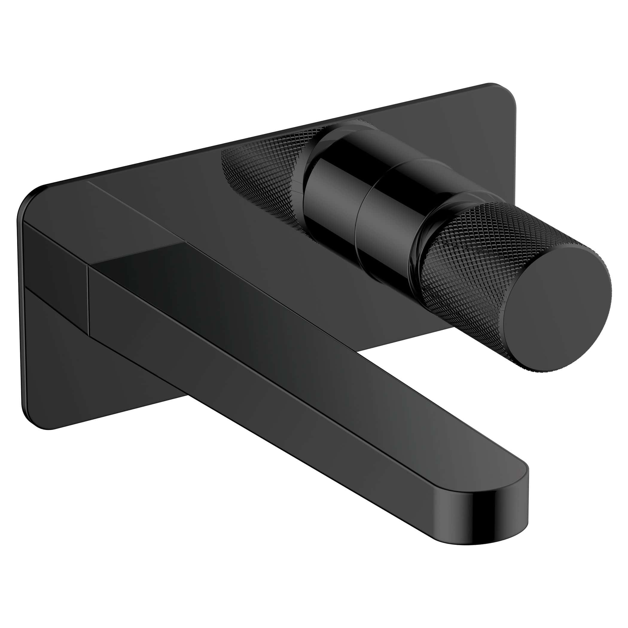 Sleek black modern bathroom faucet with geometric design, ideal for contemporary bathroom renovations and stylish fixtures. Perfect for minimalist bathroom décor and high-end finishes.