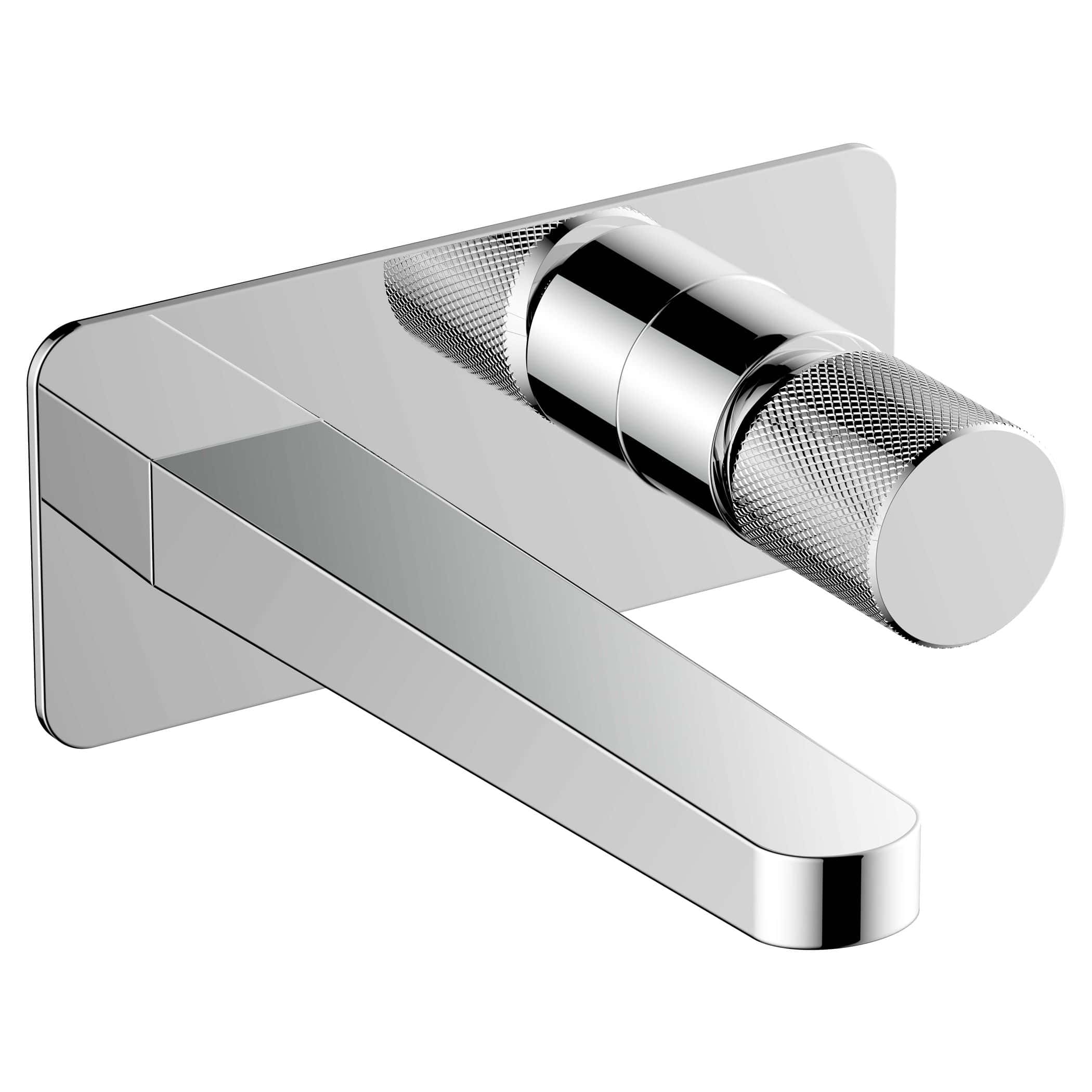 Brushed chrome bathroom wall tap with modern sleek design for stylish bathroom fixtures. Perfect for contemporary bathroom decoration and high-quality water control.