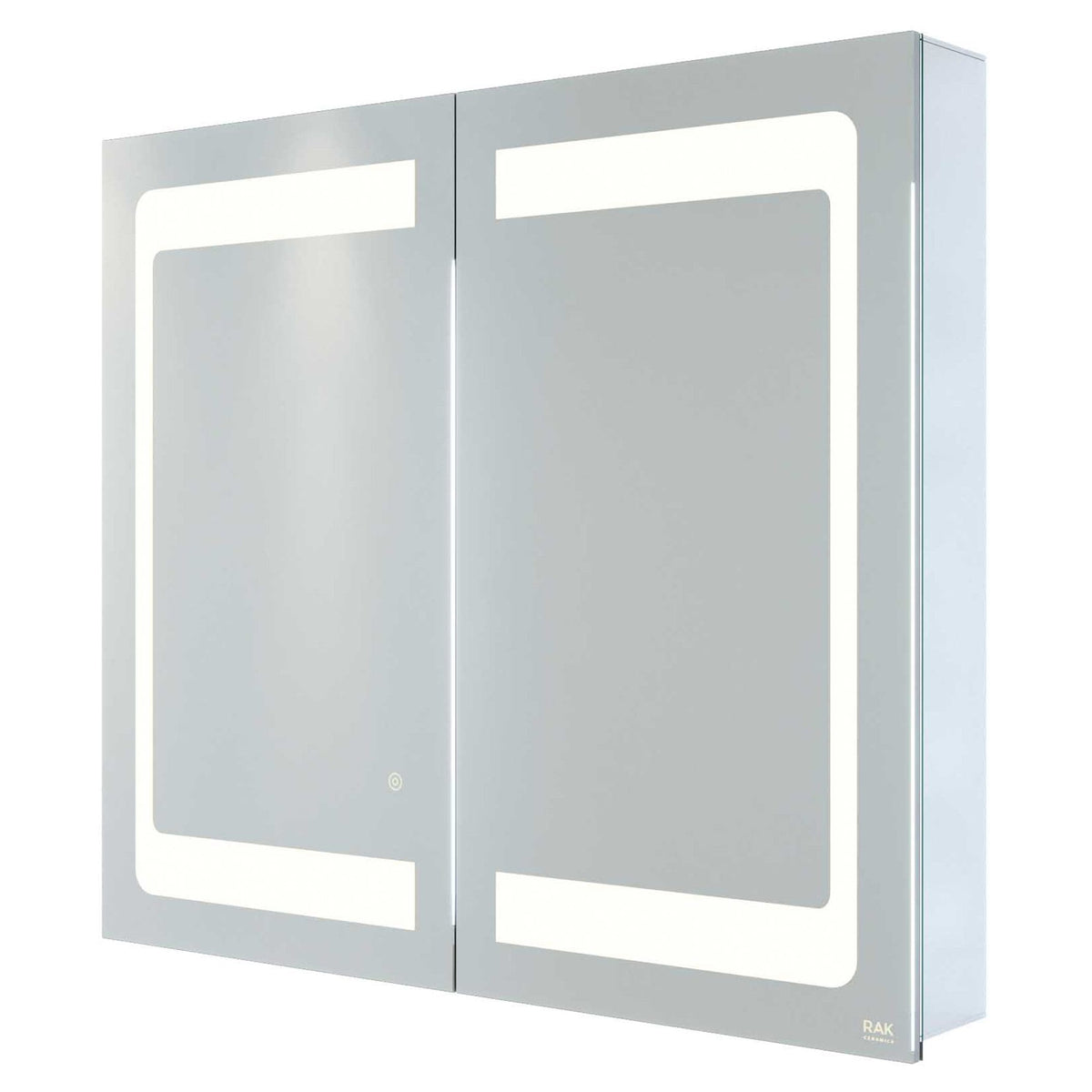 Sleek modern mirrored bathroom cabinet with LED lighting, ideal for contemporary bathrooms, providing both storage and stylish illumination for bathroom essentials.