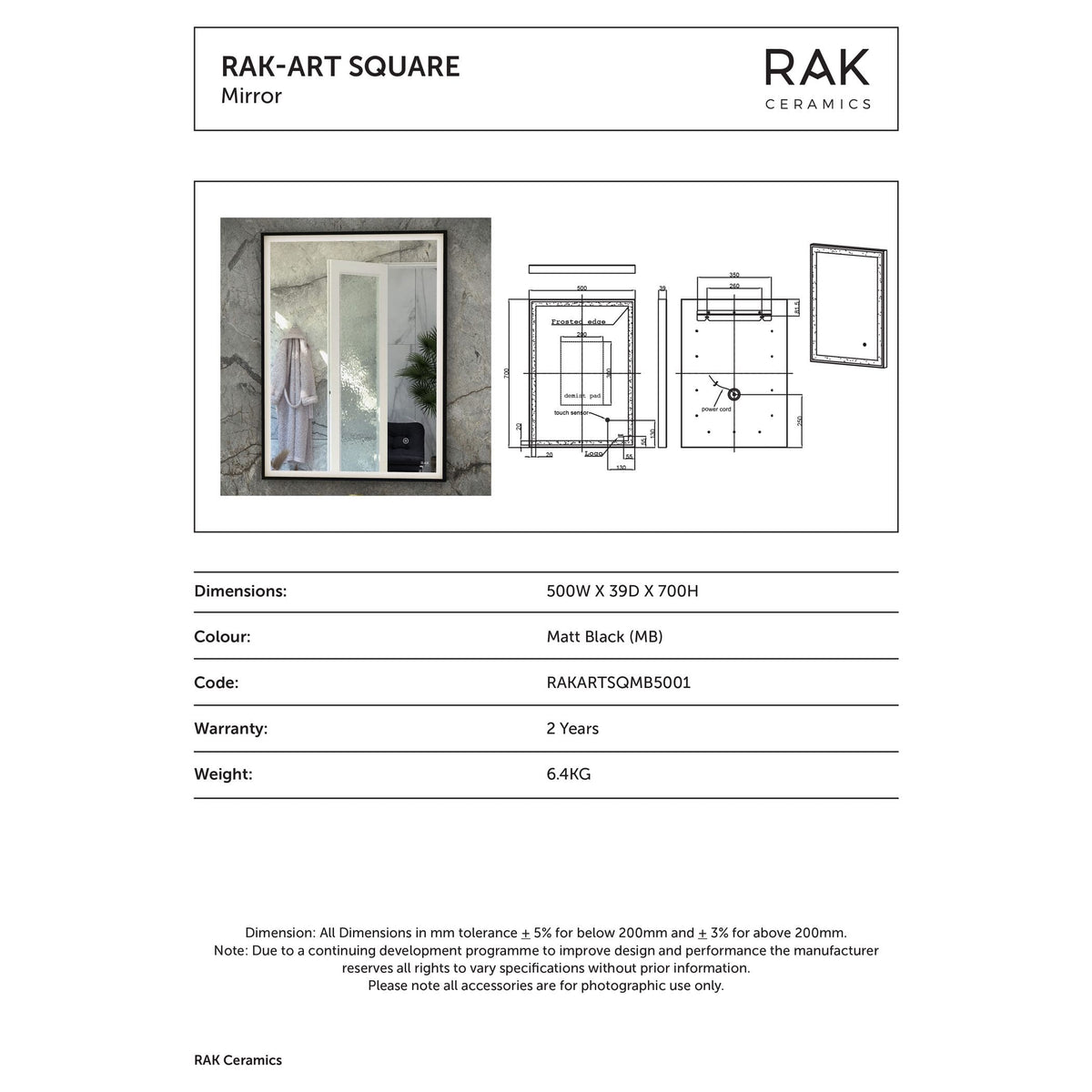 Sleek black bathroom mirror with modern design, decorative art square style, suitable for contemporary bathroom decor.