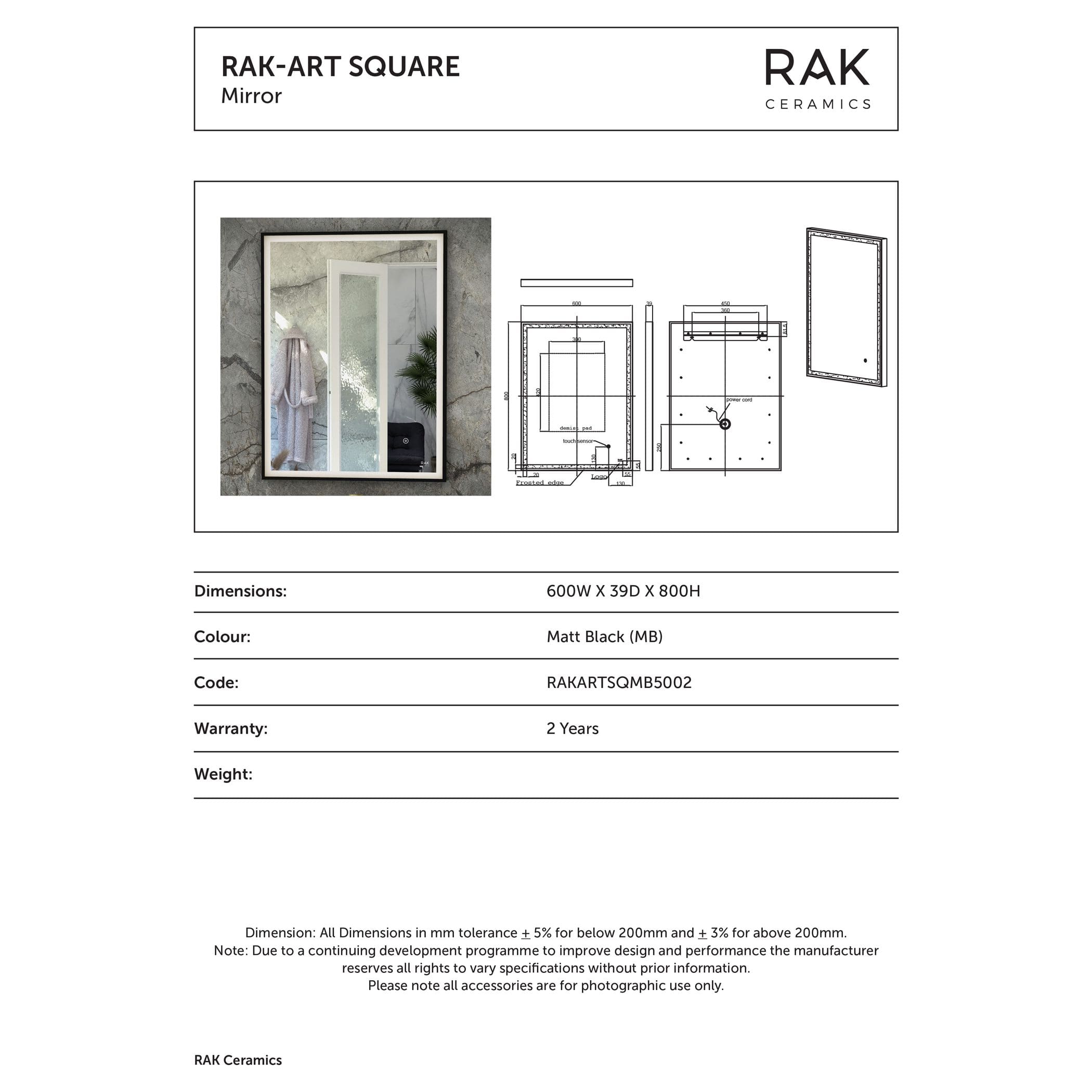 Reflective bathroom mirror with black frame, modern design, ideal for contemporary bathrooms.