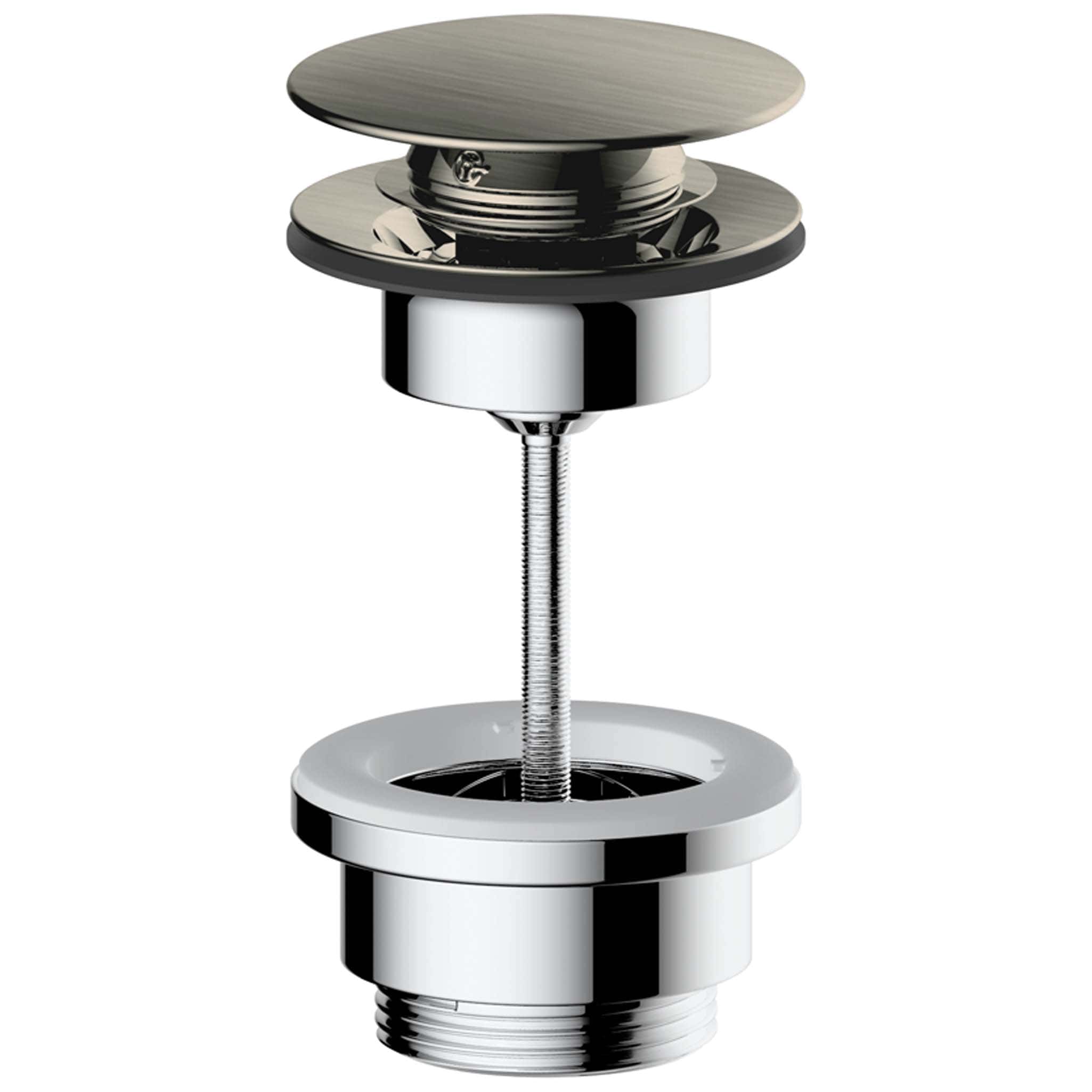 Shower drain cover with polished chrome finish for modern bathroom aesthetics.