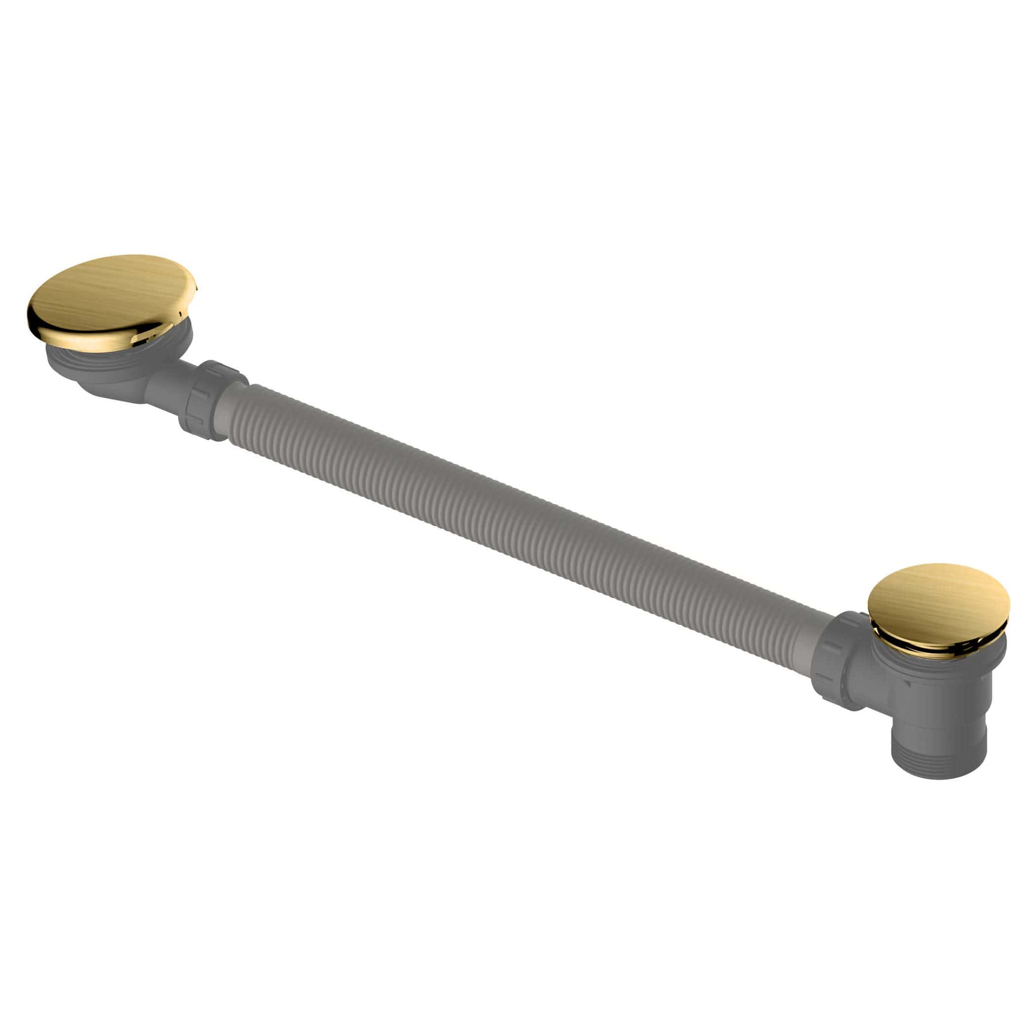 Flexible sink drain pipe with brass fittings for modern bathroom installation. Durable grey PVC waste pipe suitable for seamless kitchen and bathroom plumbing solutions.