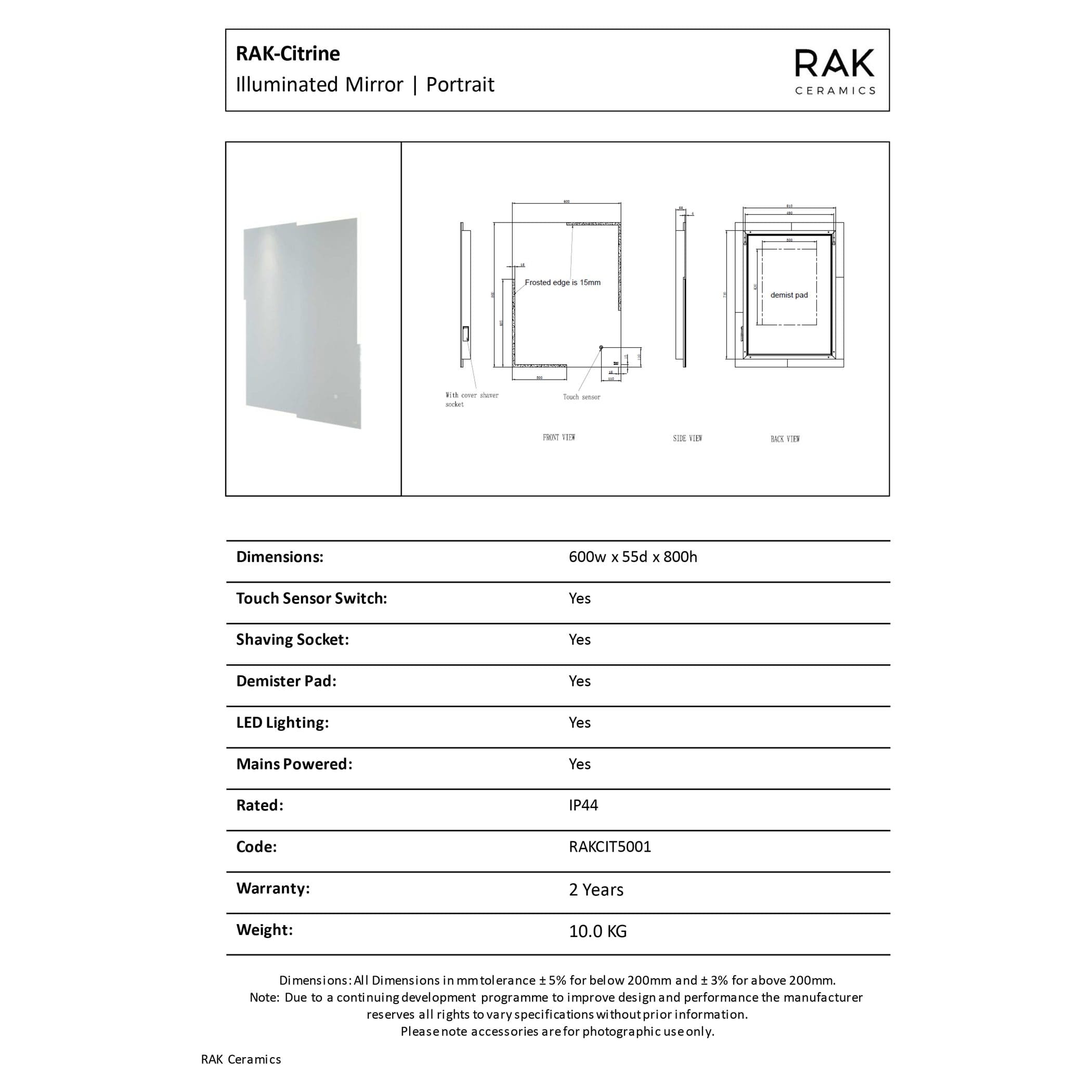 Bright illuminated bathroom mirror with touch sensor, shaving socket, demister pad, LED lighting, and modern design, perfect for contemporary bathroom interiors.