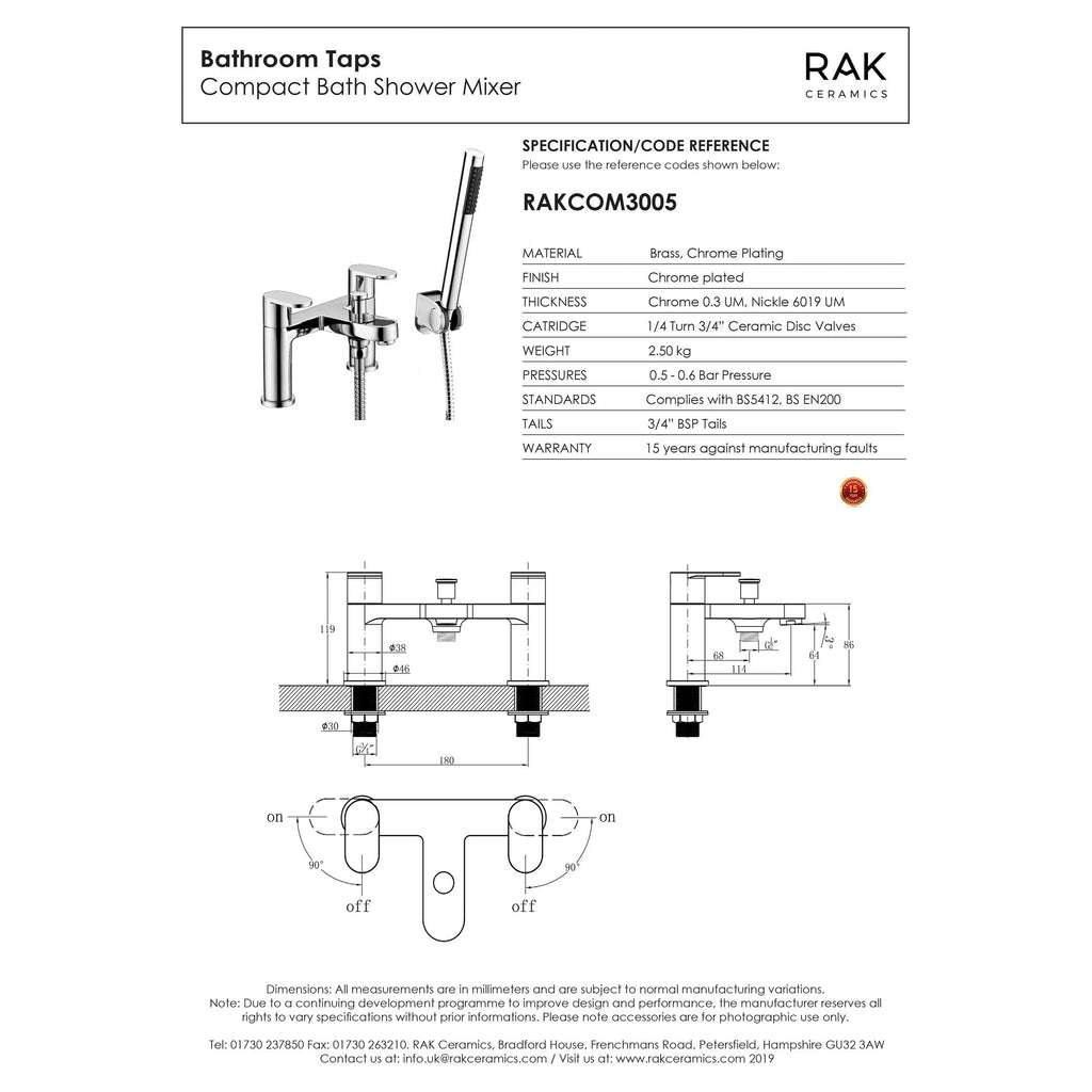 Sleek chrome bathroom tap with integrated hand-held shower, ideal for modern shower setups, durable brass construction, and ceramic disc valves for smooth operation.