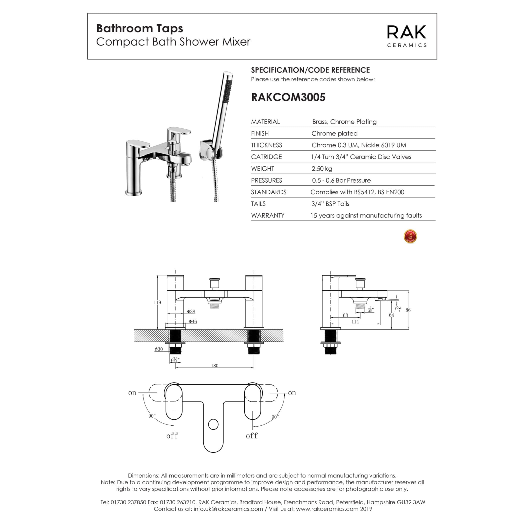 Sleek chrome bathroom tap with integrated hand-held shower, ideal for modern shower setups, durable brass construction, and ceramic disc valves for smooth operation.