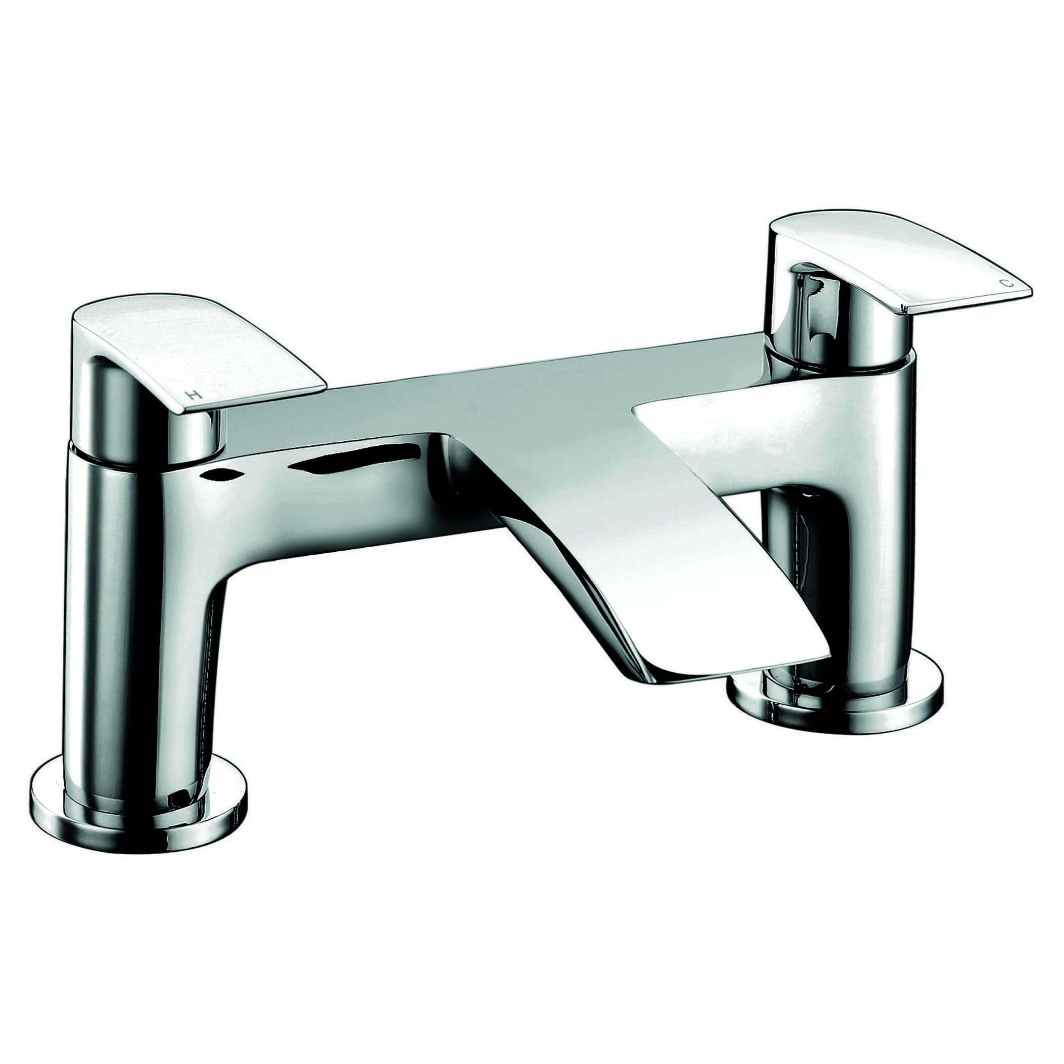 Polished chrome bathroom tap, modern design, double handle mixer for sink, sleek finish, durable fixture, ideal for contemporary bathrooms, Bubly Bathrooms quality plumbing accessories.