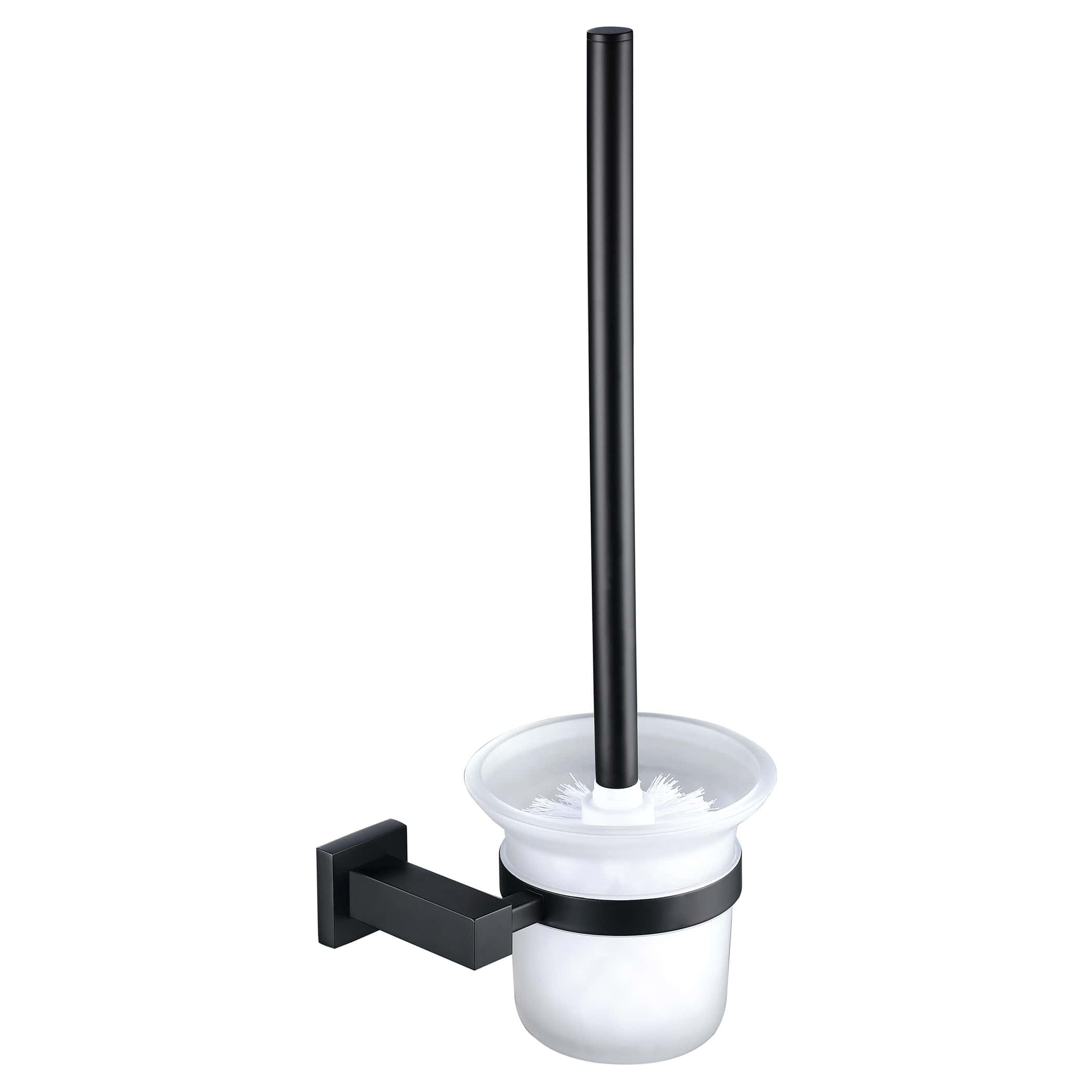 SaniPro toilet brush and holder set in modern black and white design, ideal for bathroom cleaning and hygiene. Durable and easy to use bathroom accessories for a stylish, clean look.
