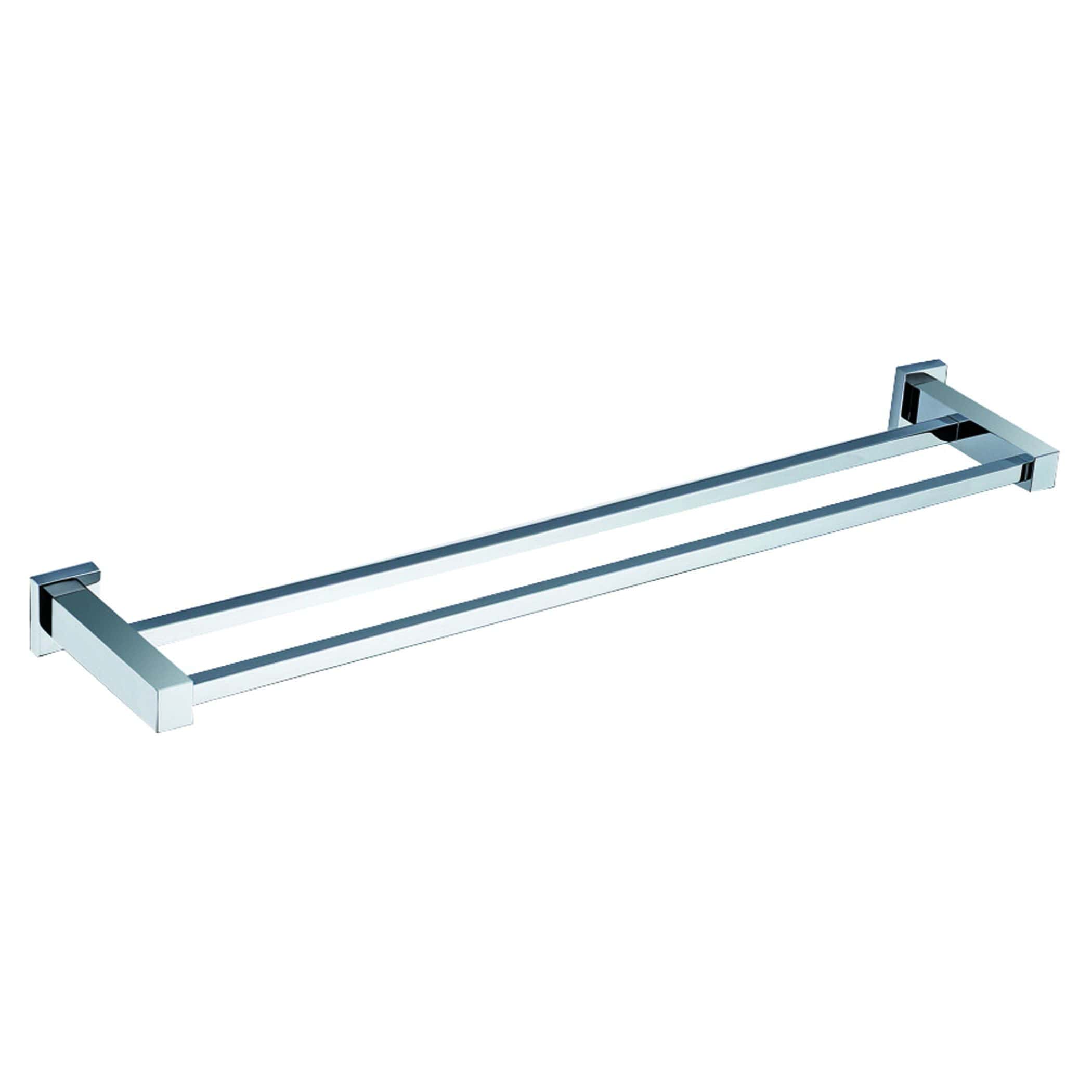 Chrome finish double towel rail for bathroom decor and functionality, providing convenient towel storage with modern design. Suitable for contemporary bathroom interiors.