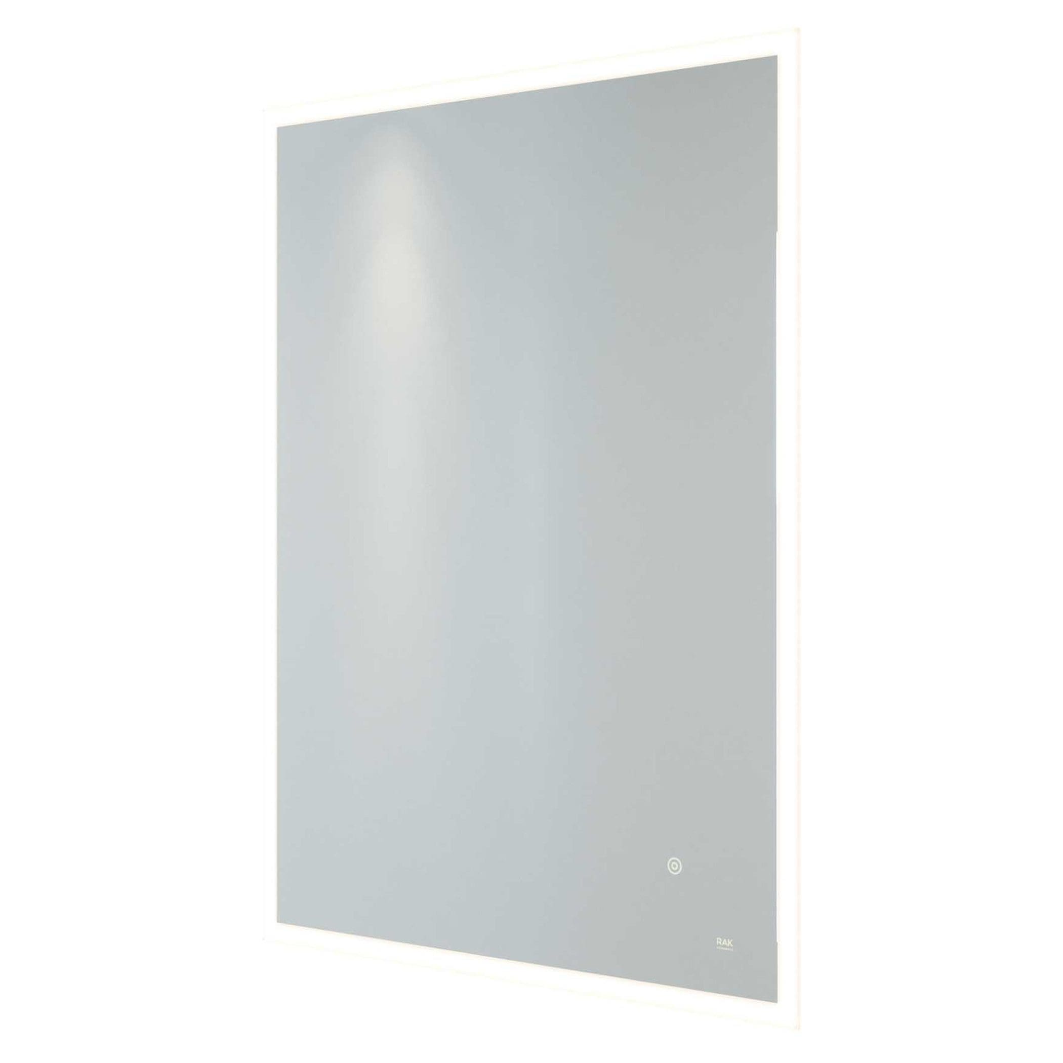 High-tech LED bathroom mirror with touch sensor and anti-fog feature, designed by Bubly Bathrooms, offering modern style and functional lighting for contemporary bathrooms.