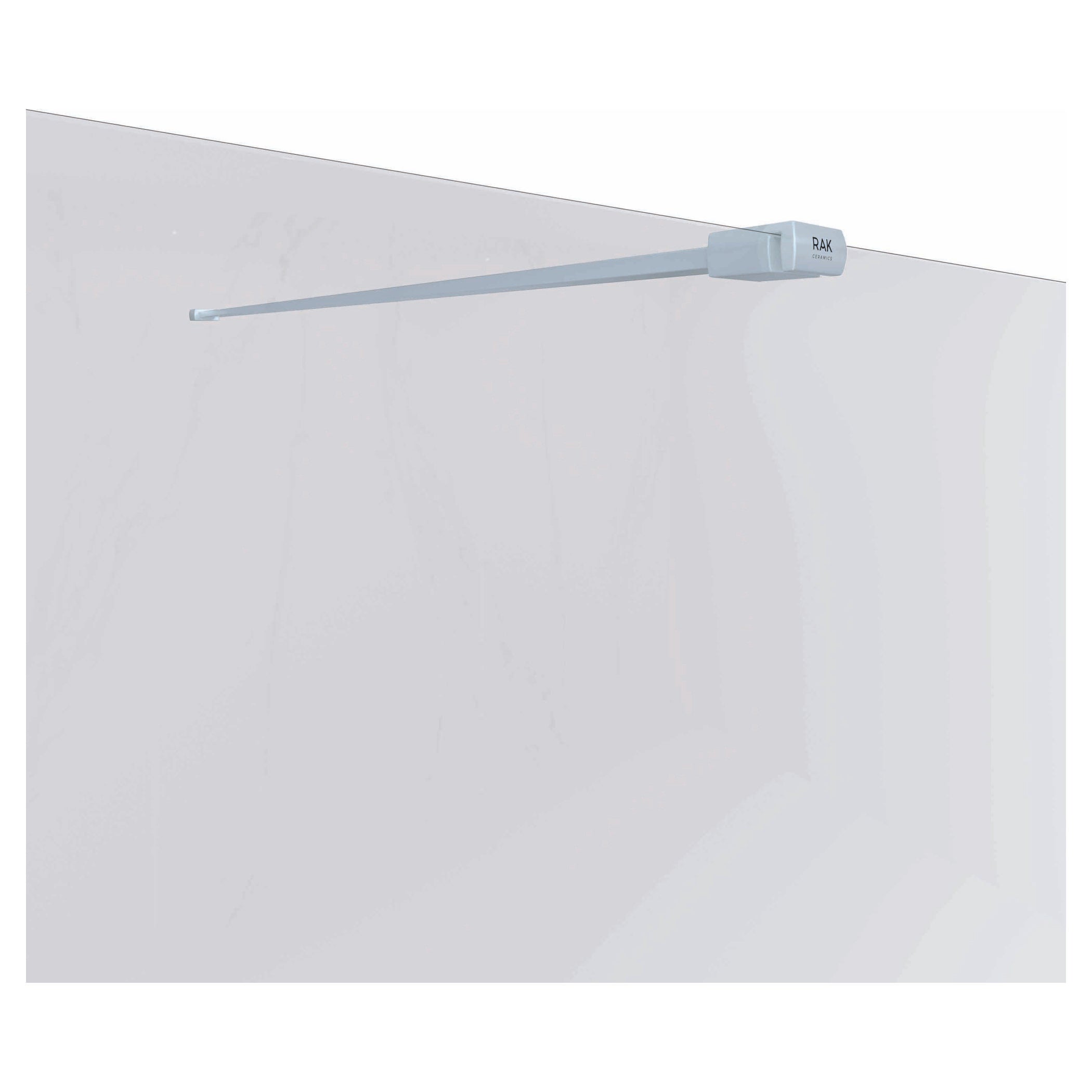 Light blue RAK bathroom towel rail mounted on a white bathroom wall, modern and minimalistic bathroom accessories for convenience and bathroom decor.