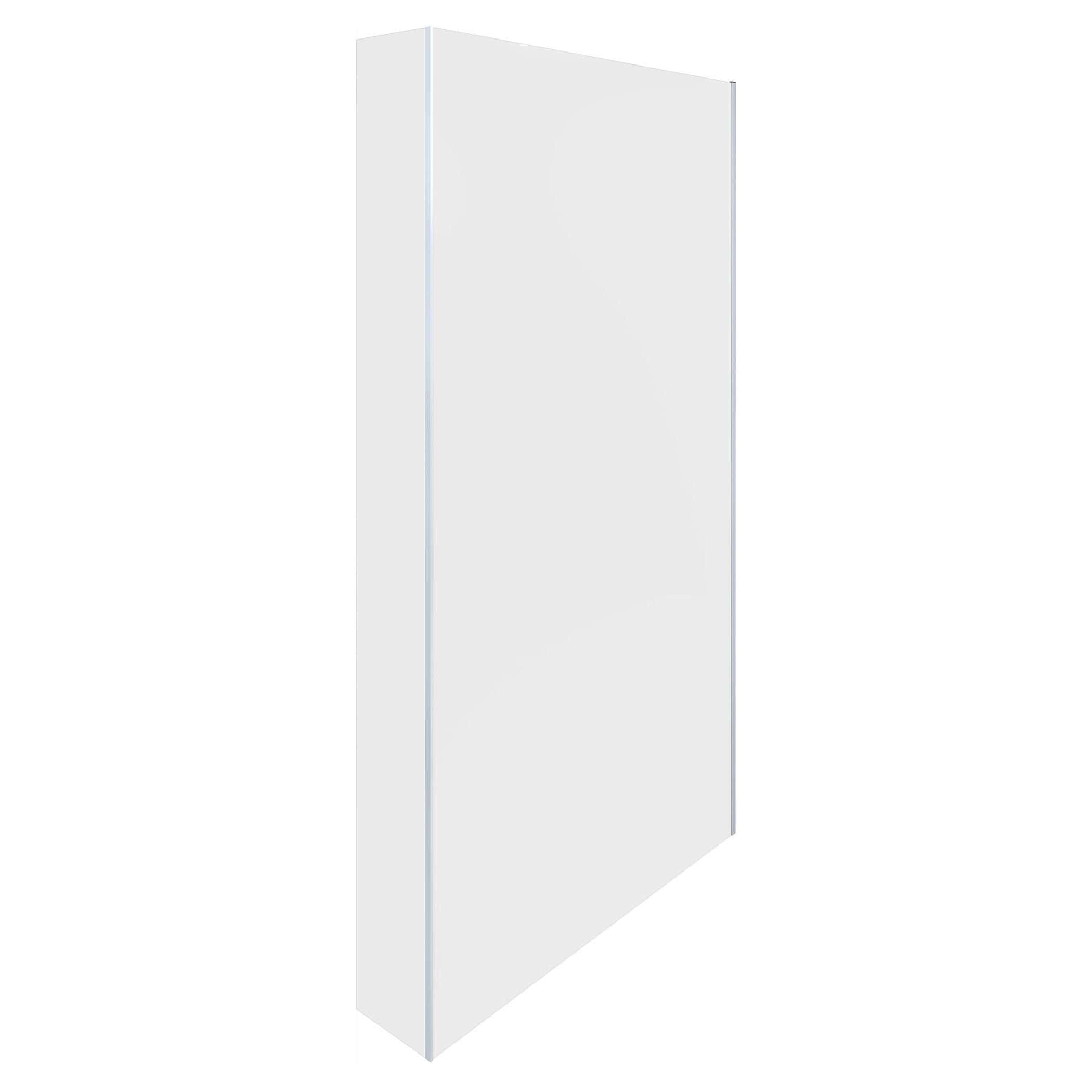 Sleek white bathroom shower enclosure with clear glass and minimalistic design, perfect for modern bathrooms. Features a smooth sliding door for easy access and space-saving elegance.