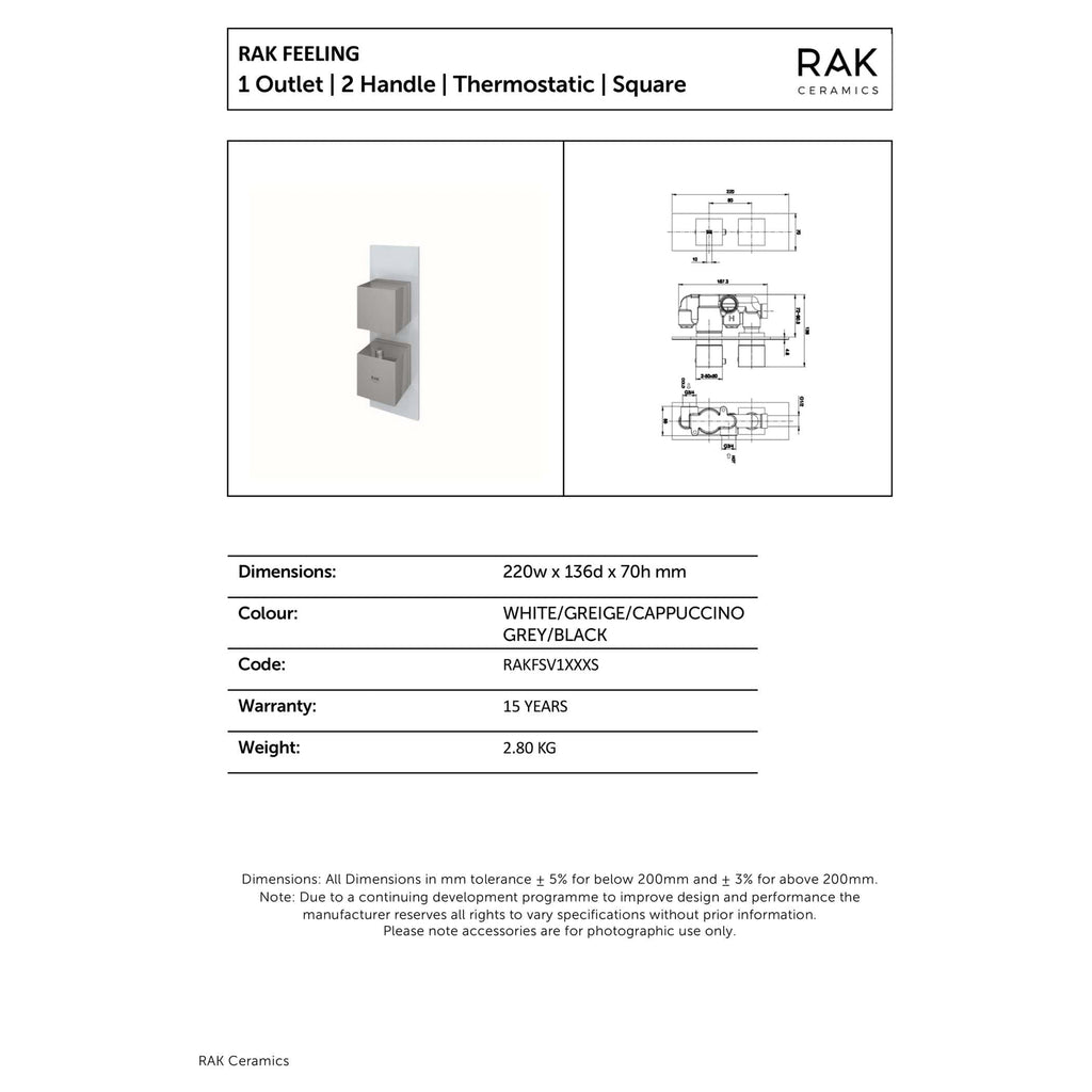 Sleek modern Bubly bathroom ceramic water outlet with dual handles and thermostatic control, ideal for contemporary bathroom designs.