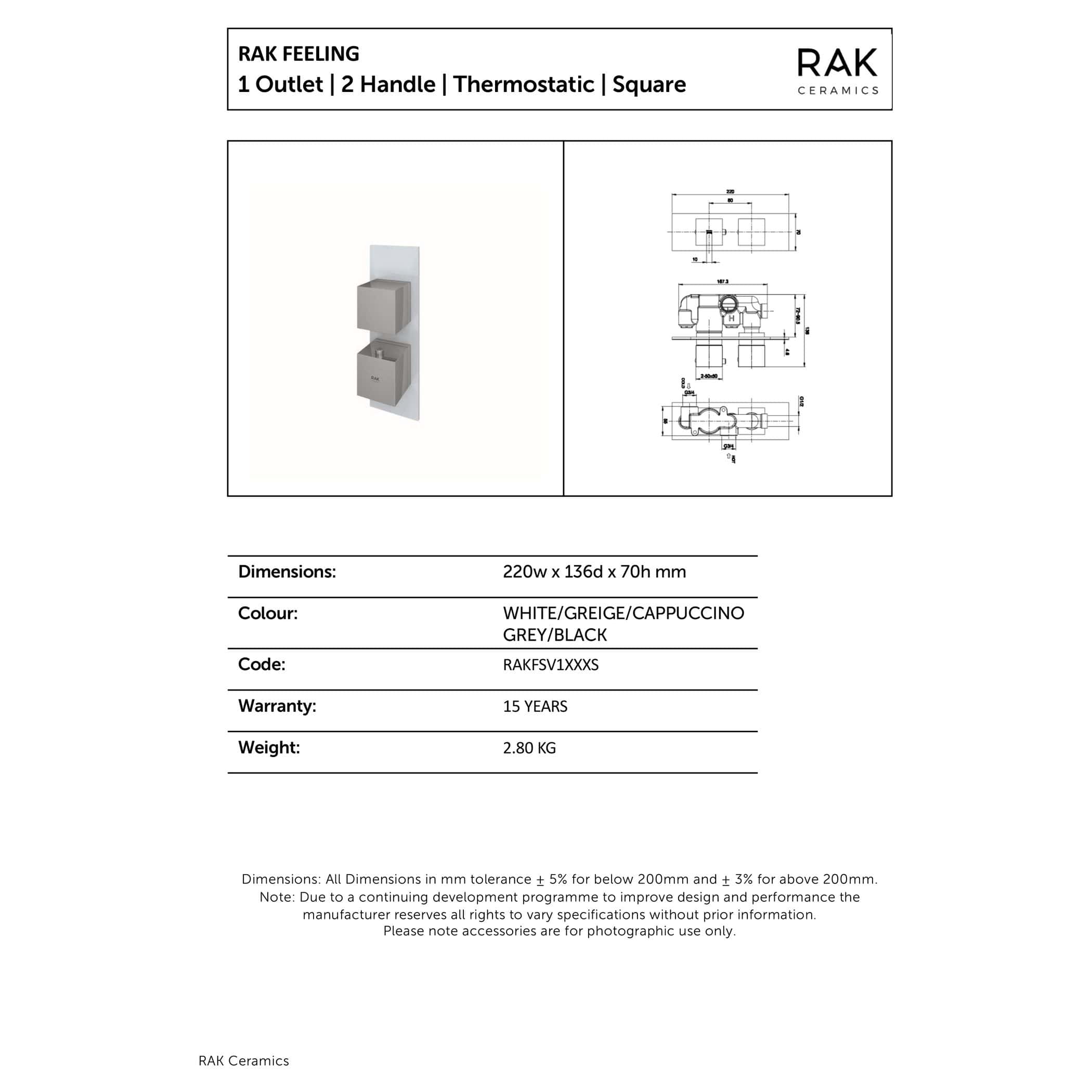 Sleek modern Bubly bathroom ceramic water outlet with dual handles and thermostatic control, ideal for contemporary bathroom designs.