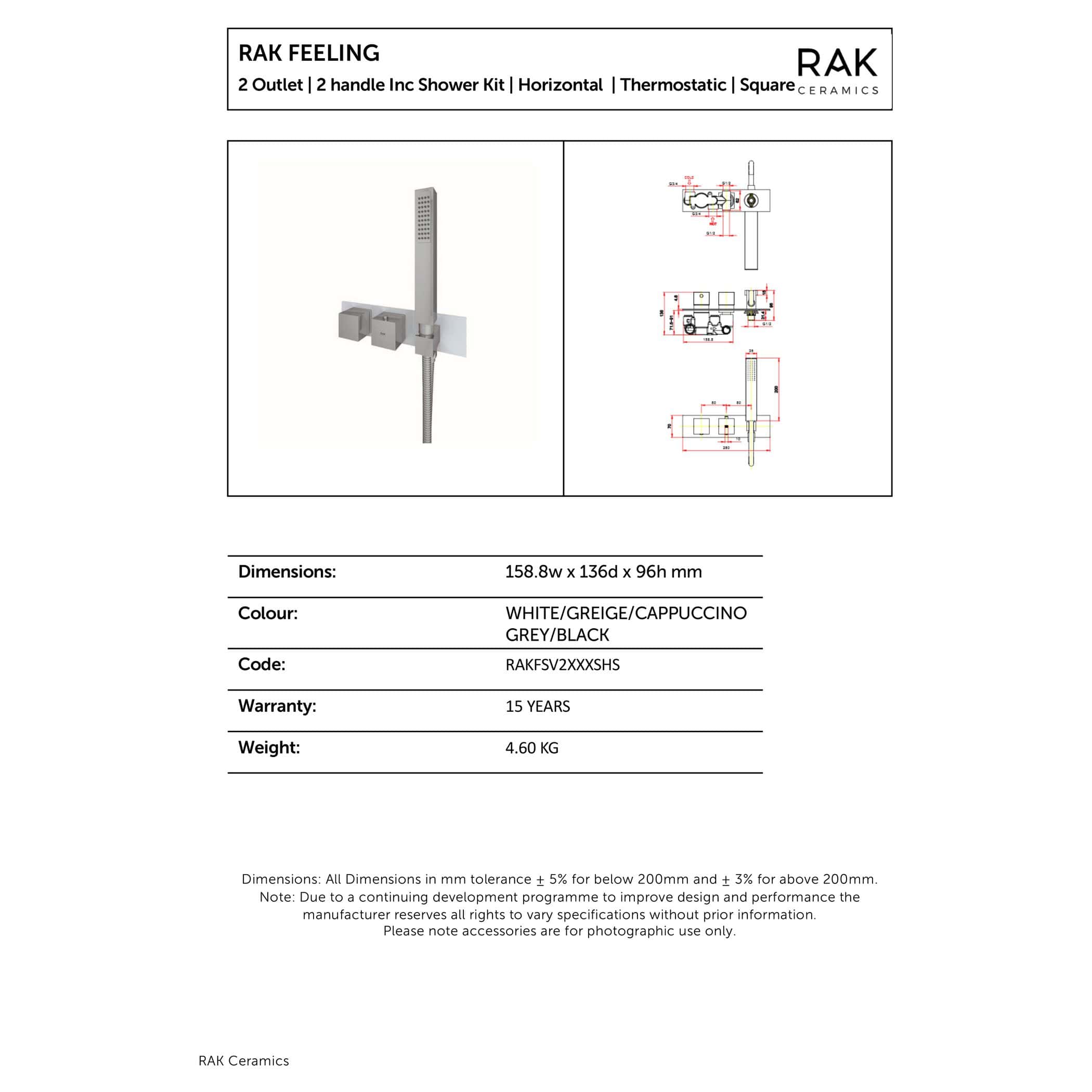 Modern Bubly Bathrooms shower kit with dual outlets, handles, and thermostatic control, ideal for contemporary bathrooms, featuring sleek design and durable ceramic materials for luxury and functionality.