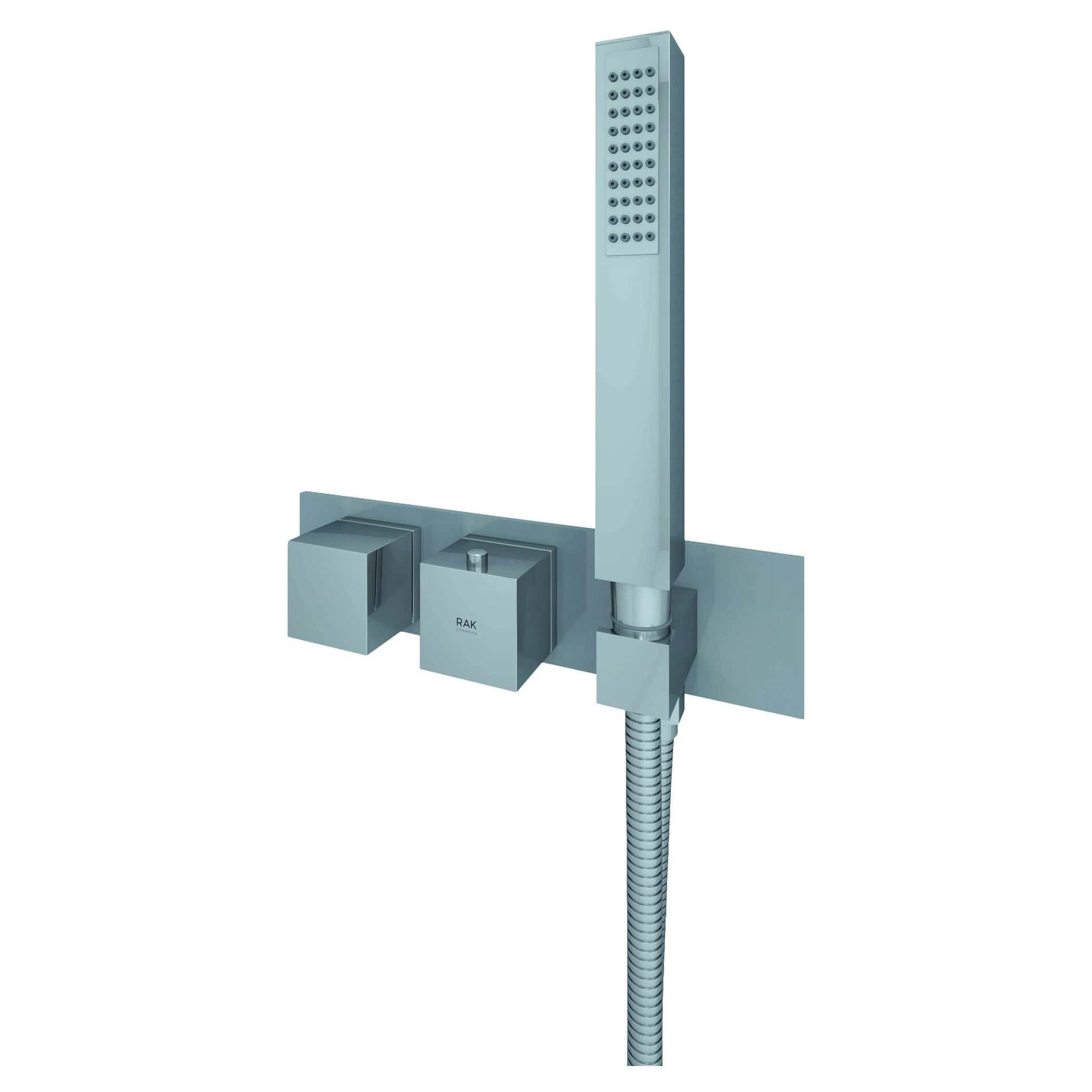 Sleek modern shower panel system with adjustable handheld shower head, durable chrome finish, and minimalist design for contemporary baths. Perfect for luxury bathroom upgrades.