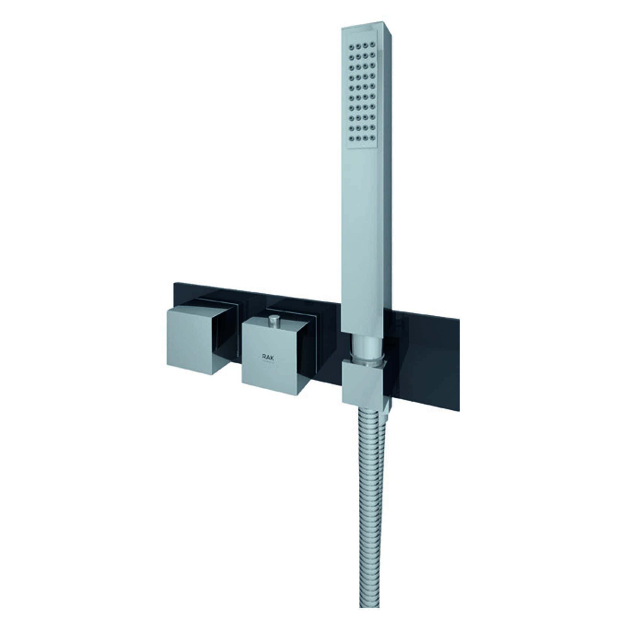 Sleek modern shower fixture with adjustable hand shower and wall mounts, perfect for contemporary bathroom upgrades and luxurious hydromassage experiences.