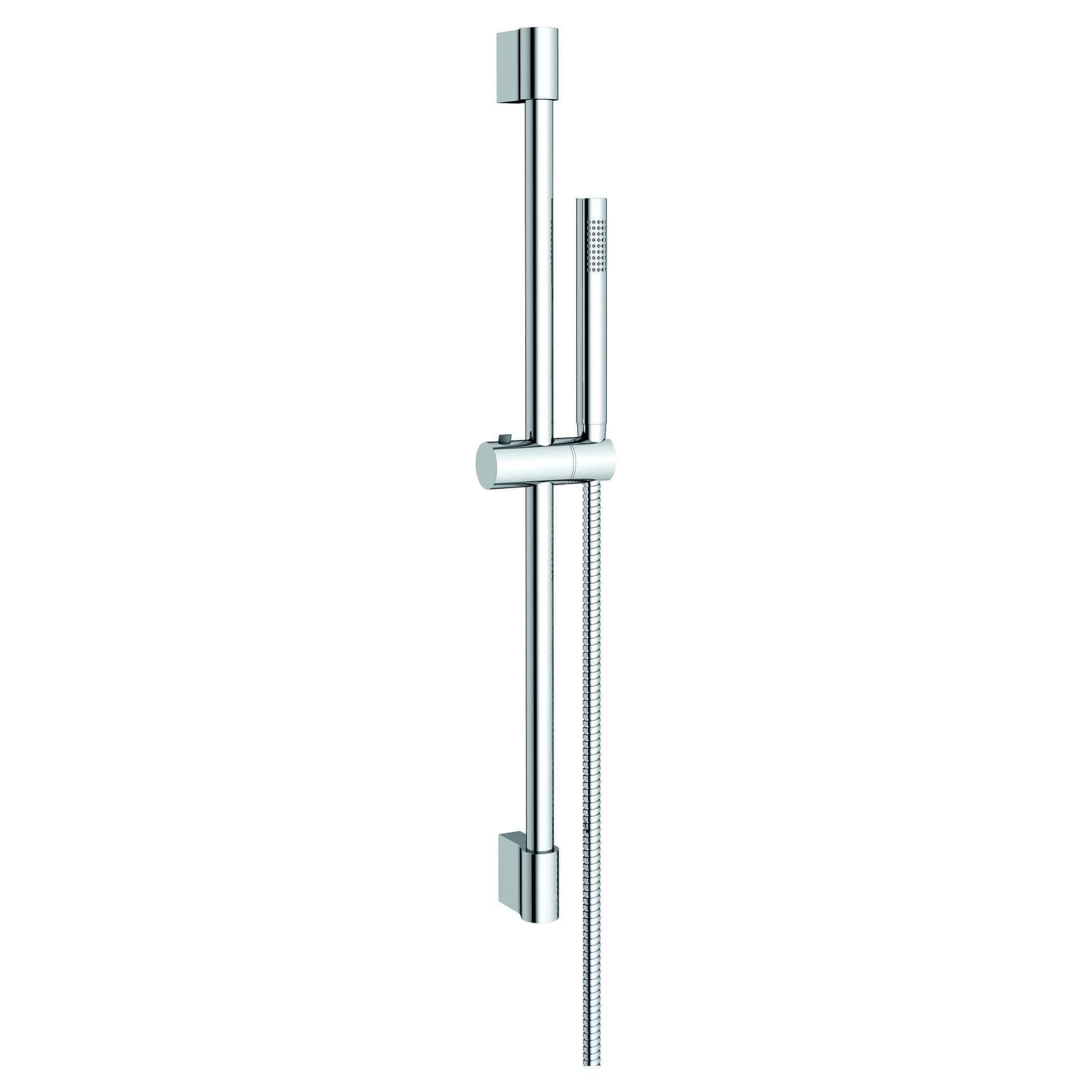 Sleek chrome handheld shower head with adjustable sliding rail and flexible hose, ideal for modern bathrooms. Perfect for Shower Remodels and Bathroom Renovations.