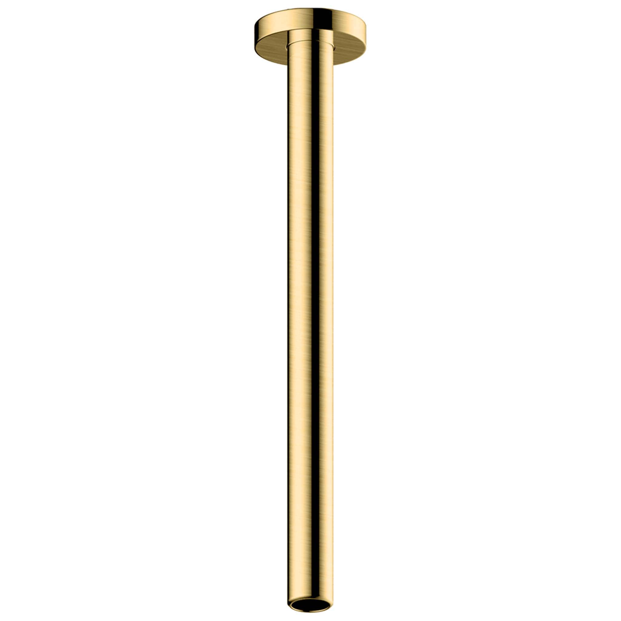 Polished gold bathroom pipe or plumbing component, modern bathroom fittings, high-quality bathroom accessories, Bubly Bathrooms, luxury bathroom design element.