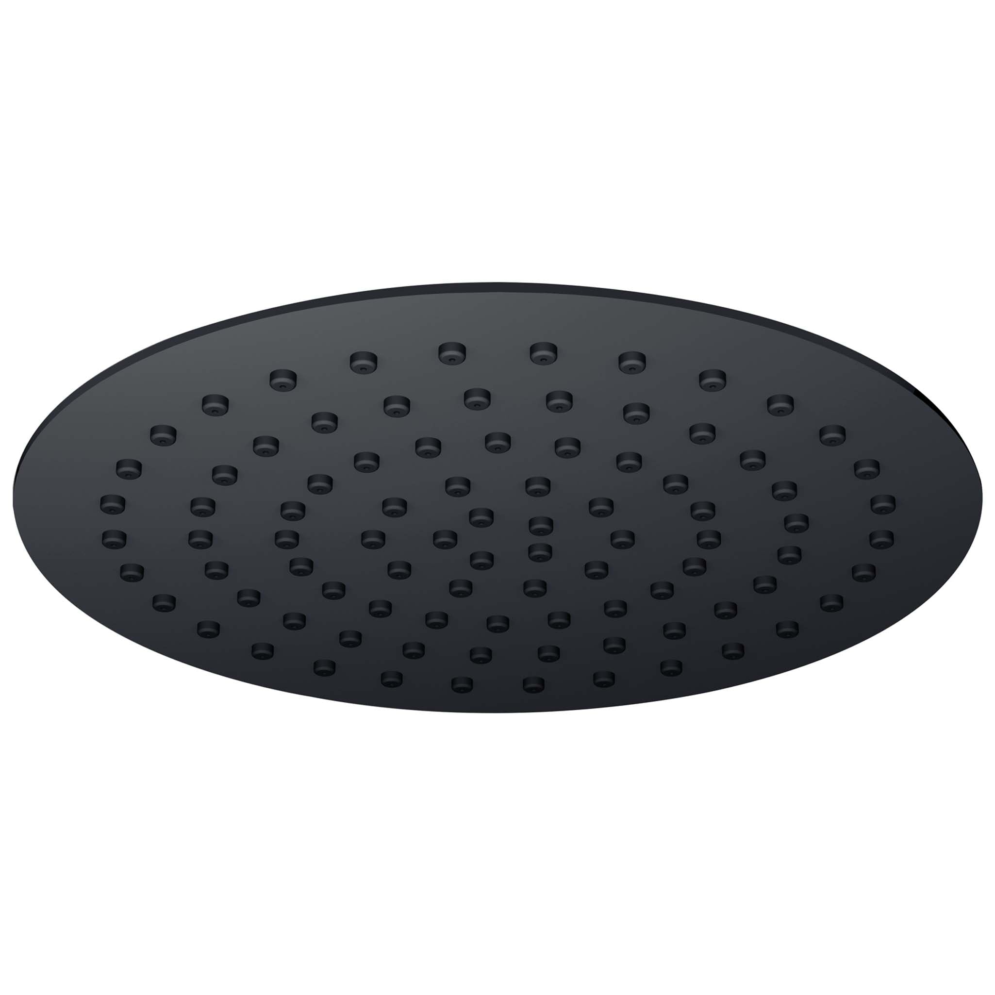 Polished black round rainfall shower head - modern bathroom fixture for luxurious shower experience, high-pressure water delivery, and sleek design. Perfect for contemporary bathroom interiors.