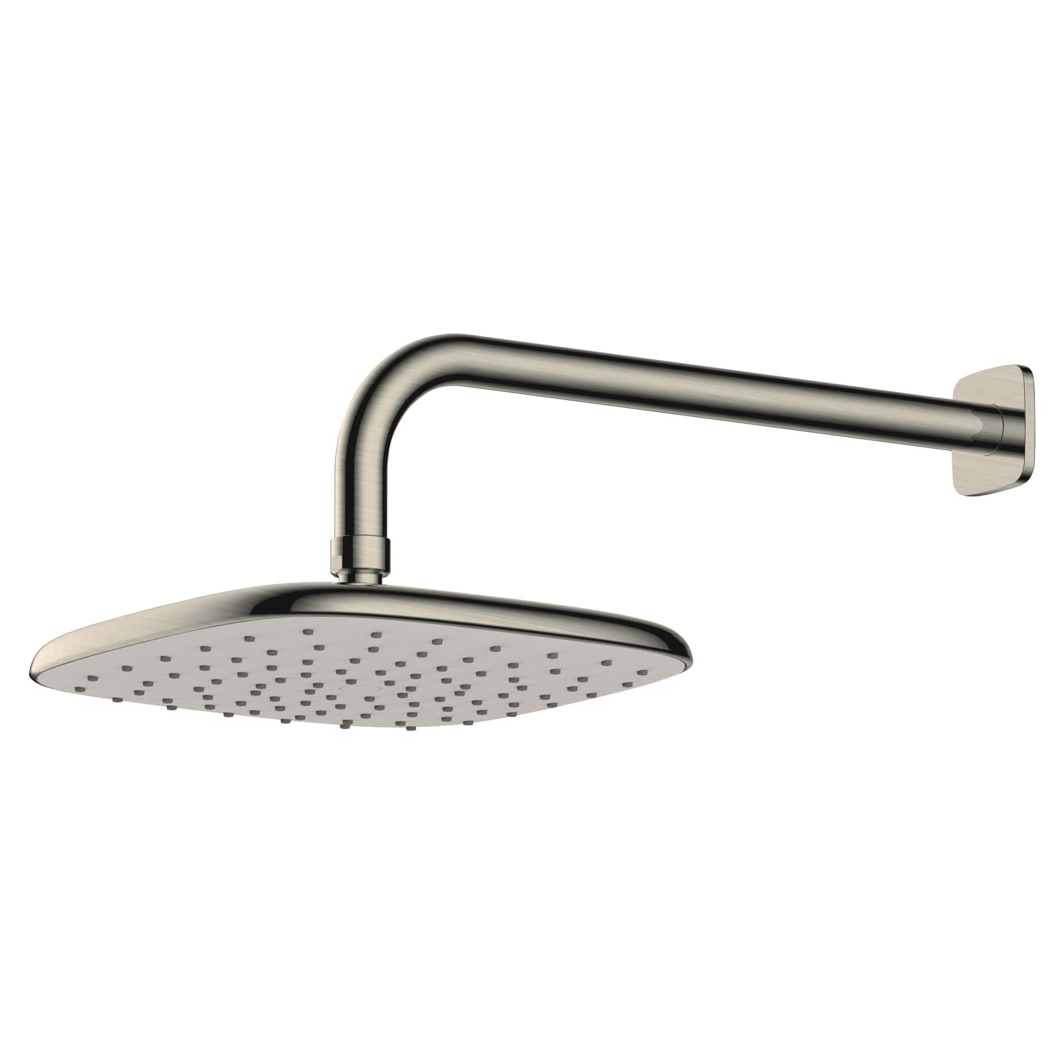 Polished chrome shower head with adjustable arm for modern bathroom renovation and installation. Durable and sleek design ideal for luxury shower systems.