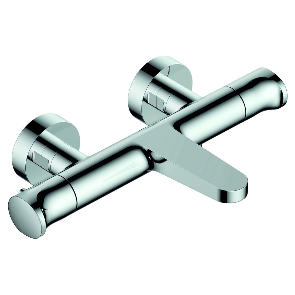 Sleek chrome bathroom tap with modern minimalist design, ideal for contemporary bathroom fixtures, durable and easy to clean, perfect for stylish bathroom renovations.