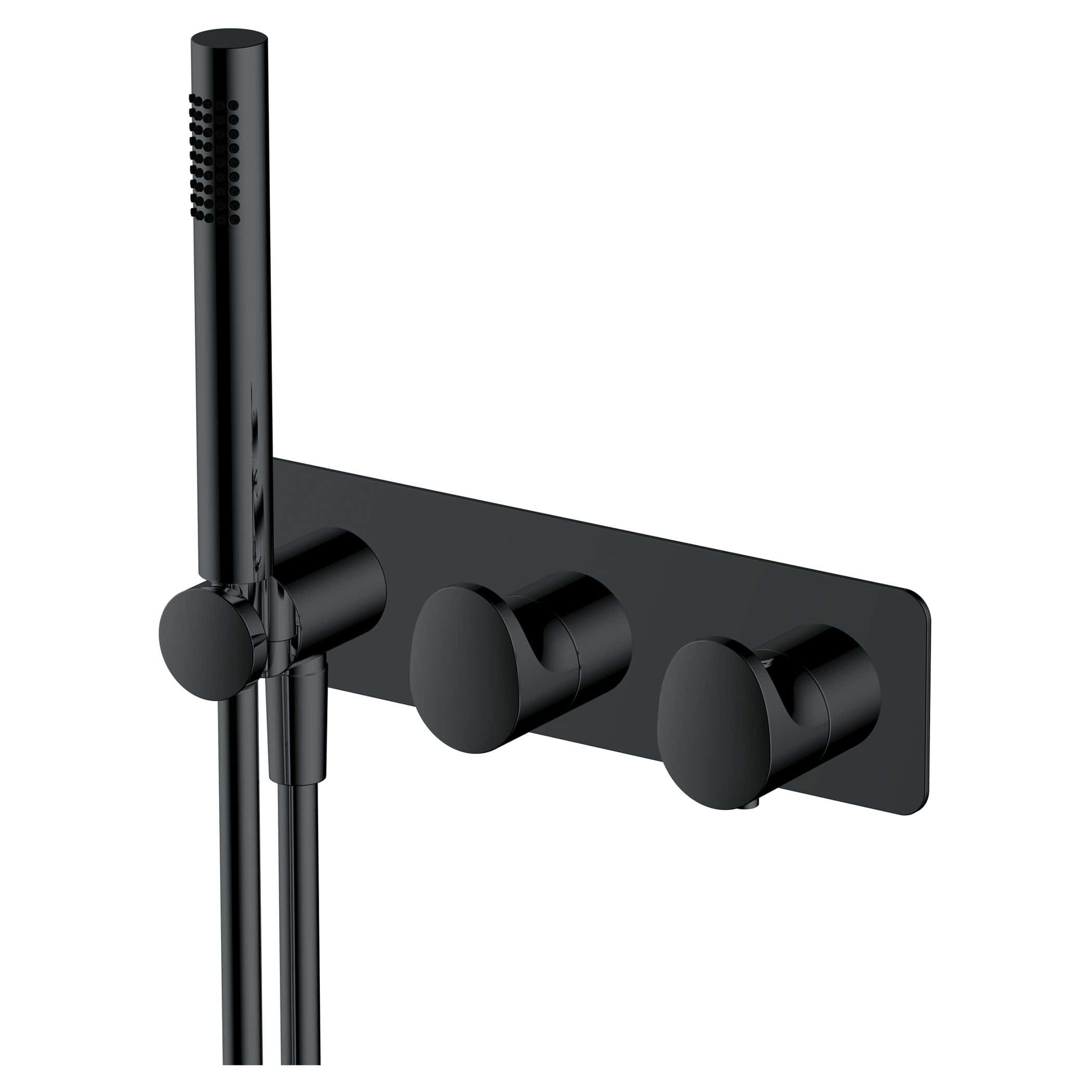 Sleek black bathroom shower mixer with adjustable controls, perfect for modern bathroom renovations and high-quality shower systems.