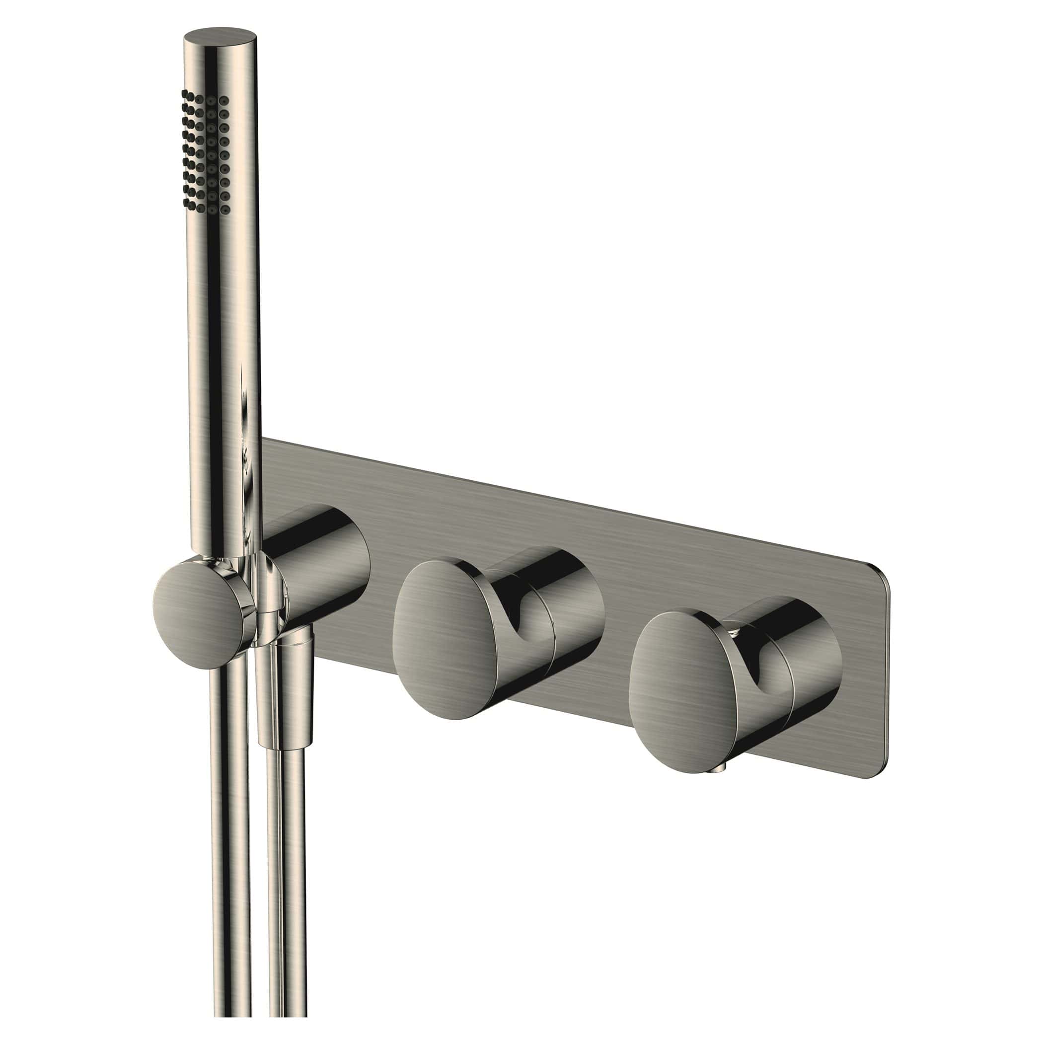 Sleek stainless steel shower panel with adjustable controls for modern bathroom interiors. Durable, stylish, and perfect for enhancing your shower experience.