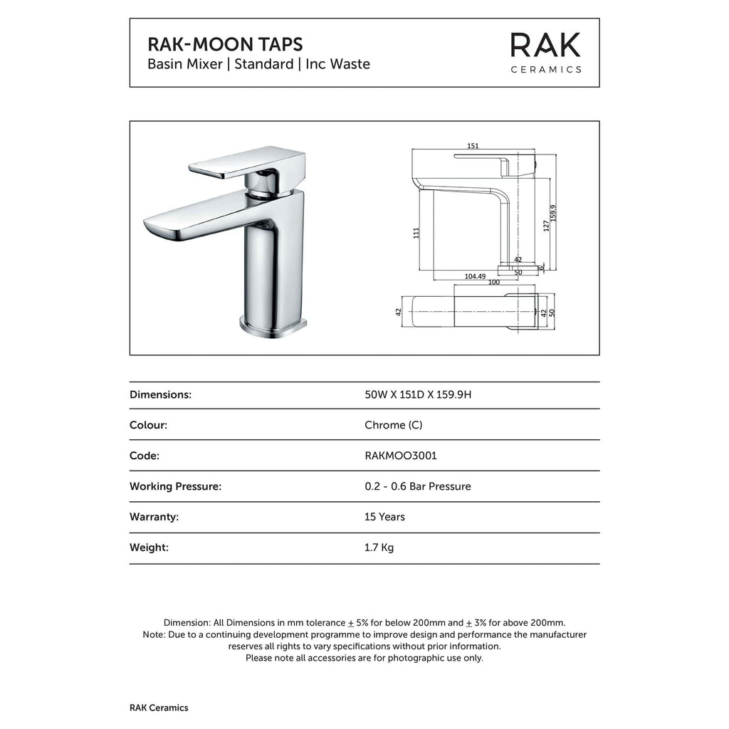 Sleek chrome bathroom basin mixer tap with modern design, detailed technical drawing and specifications, ideal for contemporary bathrooms.