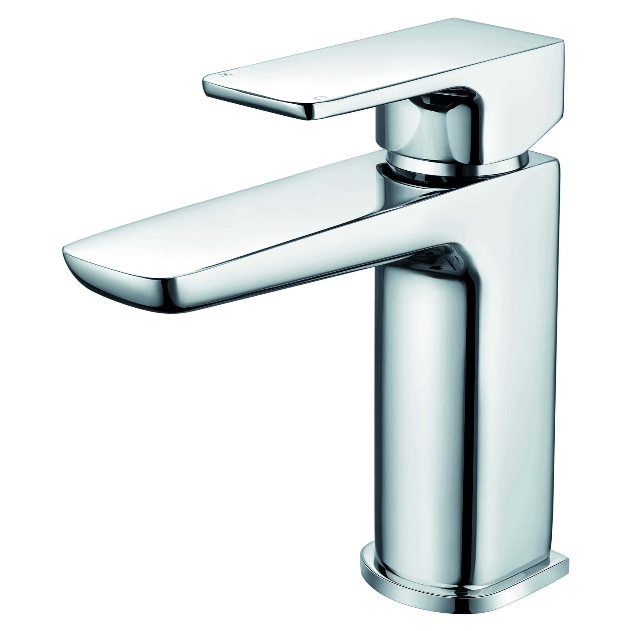 Sleek modern chrome bathroom tap with a minimalist design, ideal for contemporary bathroom fixtures and enhancing water efficiency.