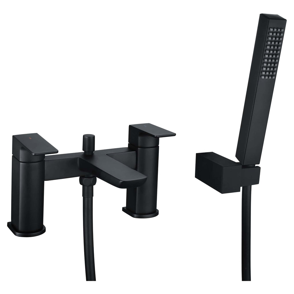 Black modern bathroom mixer tap and shower set with sleek design, perfect for contemporary bathrooms and wet areas, combining functionality with stylish aesthetics.