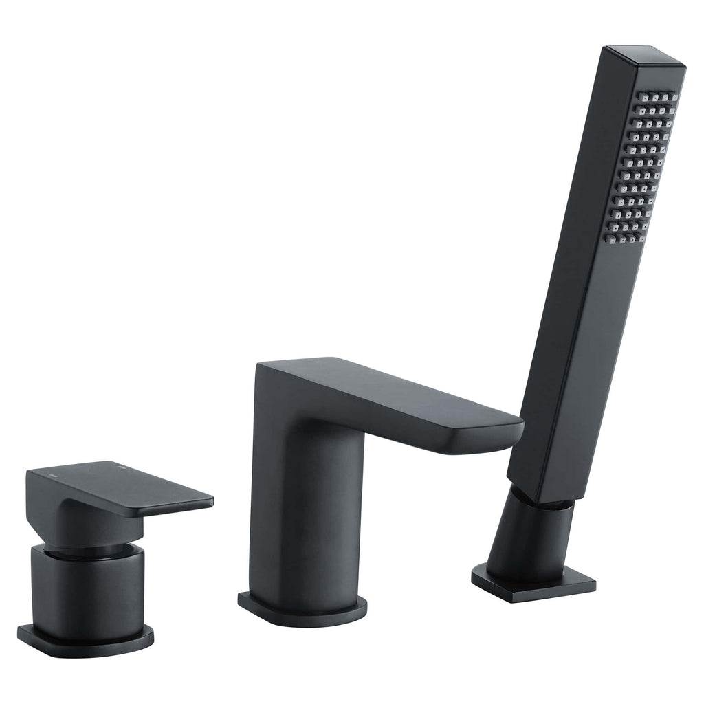 Black modern bathroom tap, mixer and shower set from Bubly Bathrooms, designed for contemporary bathroom interiors. Perfect for stylish and functional bathroom upgrades.