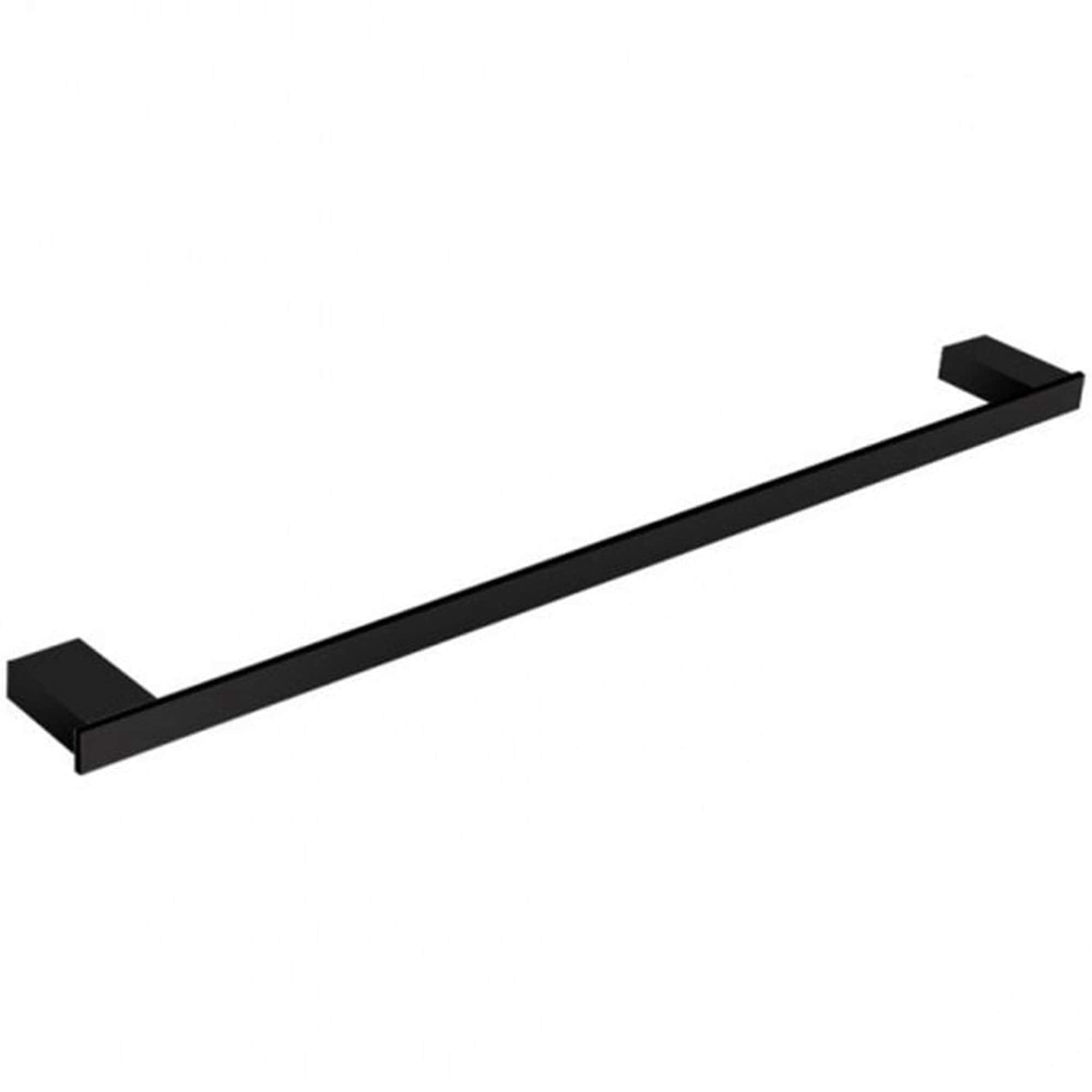 Sleek black bathroom towel rail with modern minimalist design, ideal for contemporary bathrooms and enhancing storage and organisation. Perfect for towel drying and adding style.