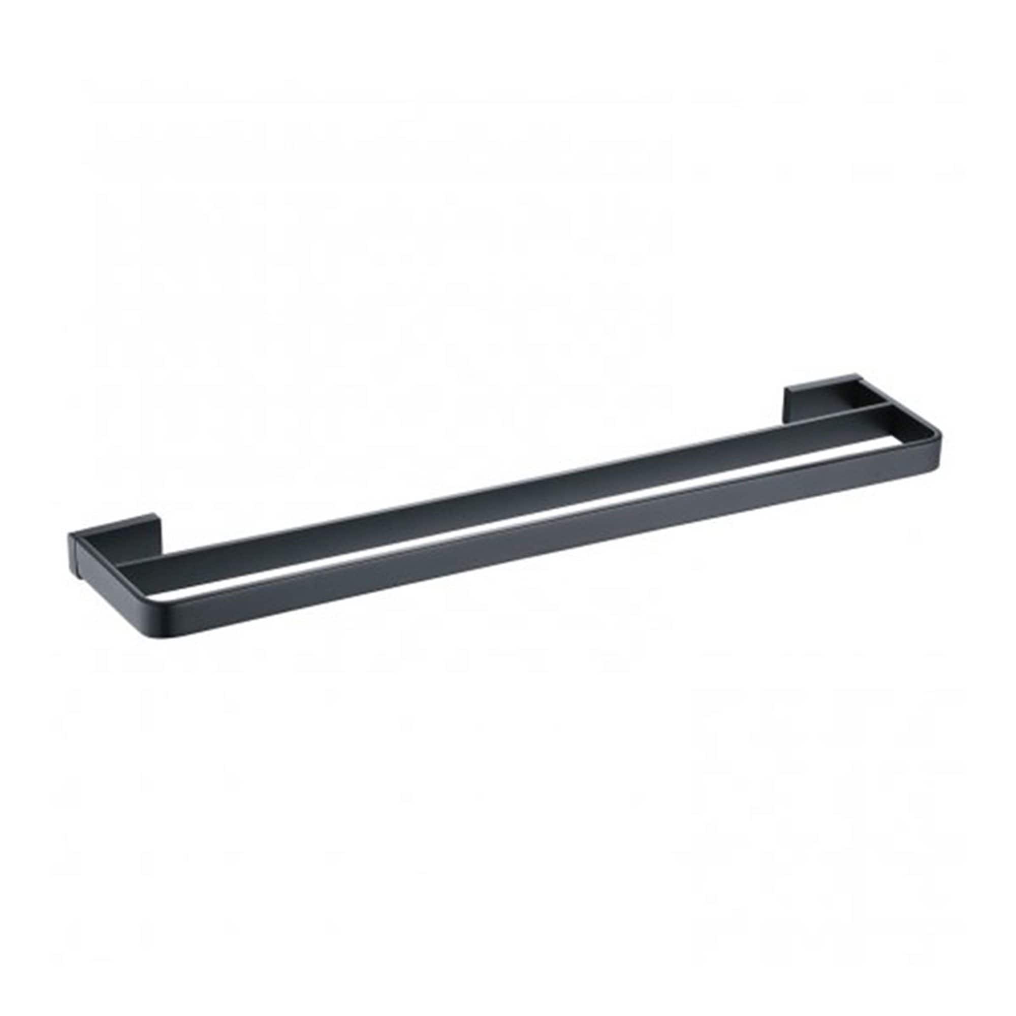 Sleek black bathroom towel rail, modern design, wall-mounted, ideal for warm and contemporary bathrooms. Durable and functional, perfect for organising towels in stylish bathroom spaces.