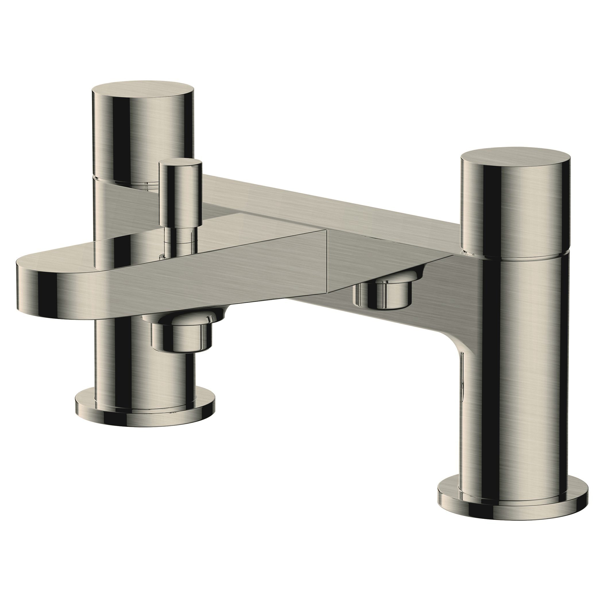 Brass bathroom tap with modern chrome finish, double handle design for hot and cold water, ideal for contemporary bathroom sinks. Elegant, durable, and easy to operate.