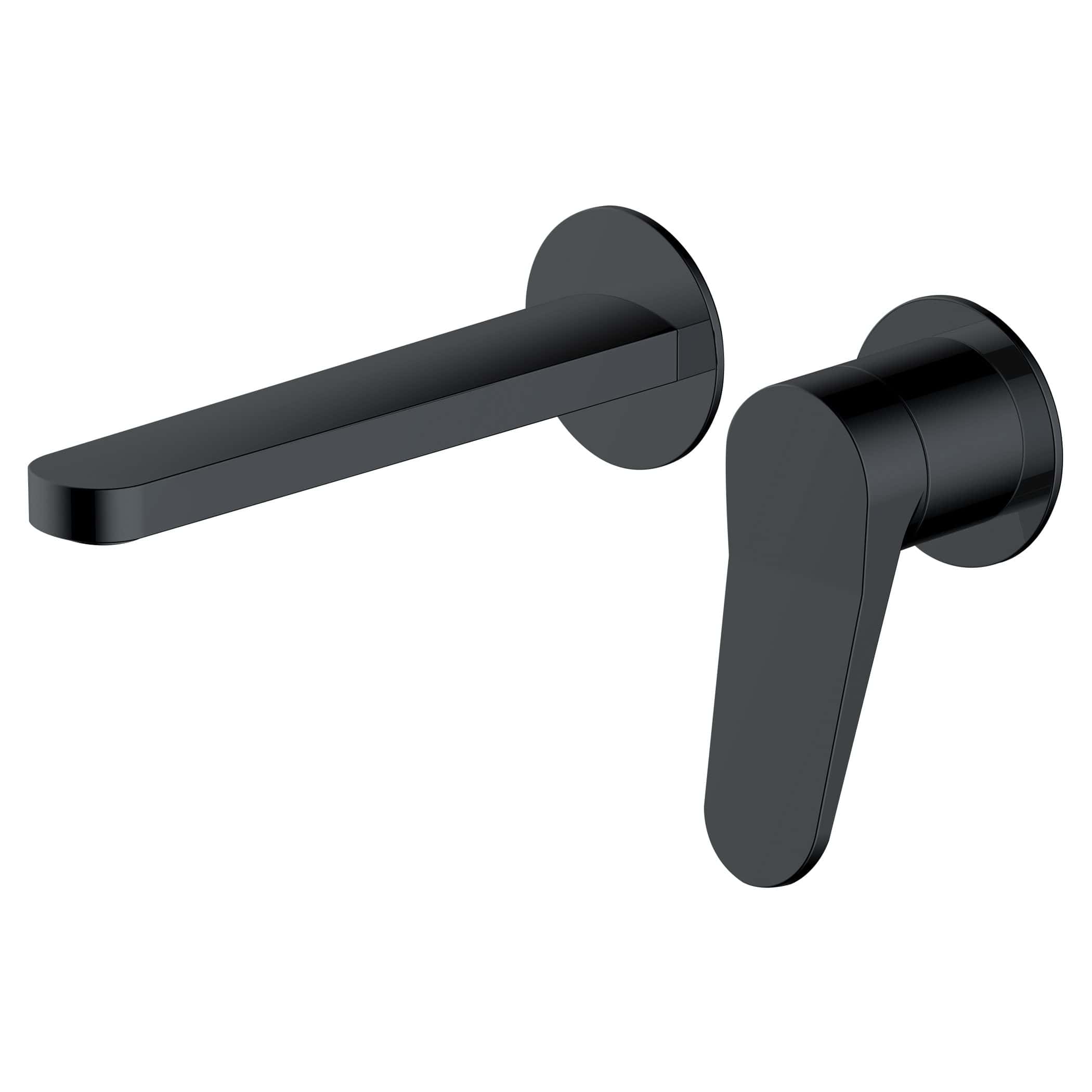 Sleek black modern bathroom tap and handle set with minimalist design, perfect for contemporary bathrooms. Durable and stylish fixtures for a clean, sophisticated look.