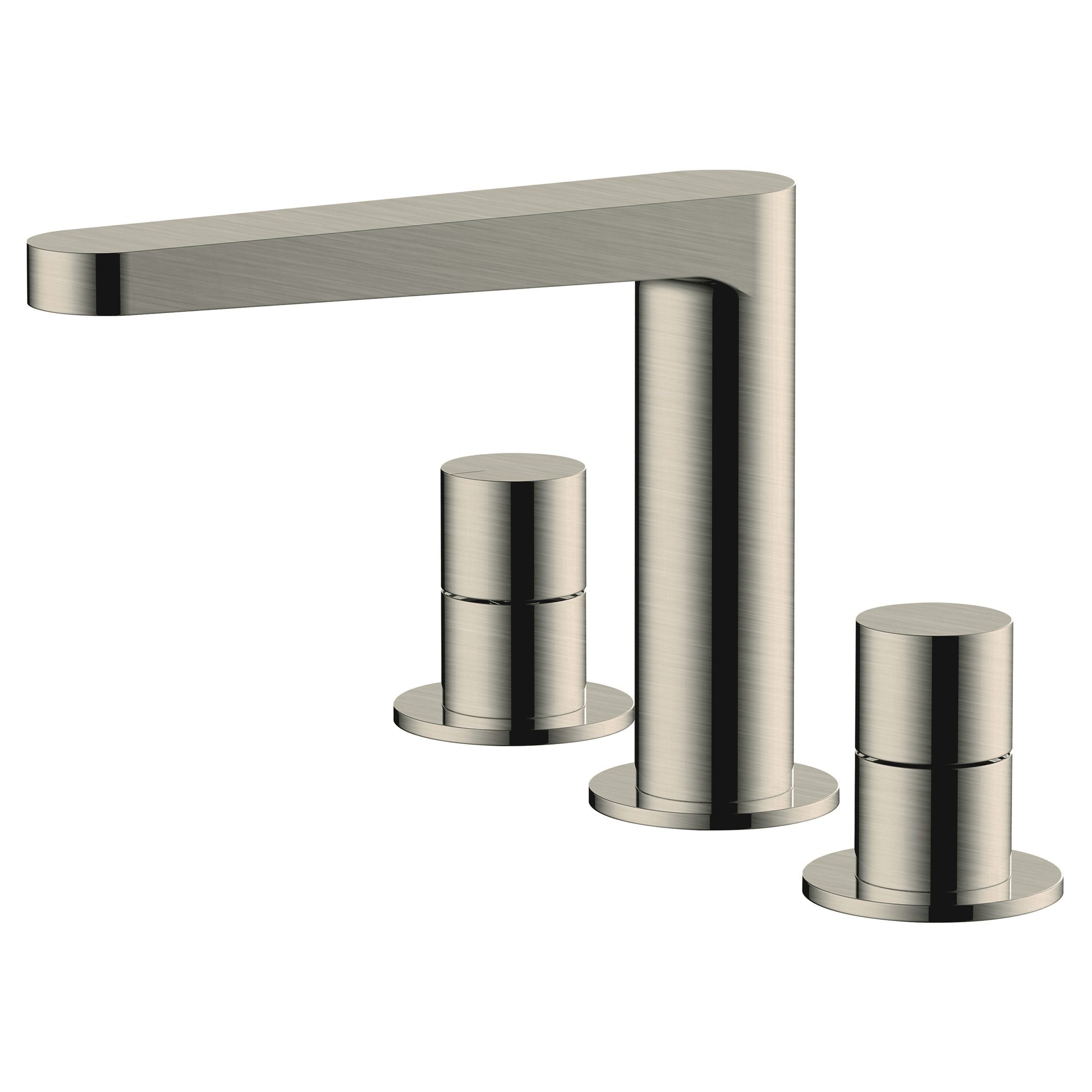 Sleek modern kitchen sink tap with a minimalist design, crafted from brushed stainless steel, featuring a single lever handle and cylindrical spouts, perfect for contemporary bathroom and kitchen renovations.