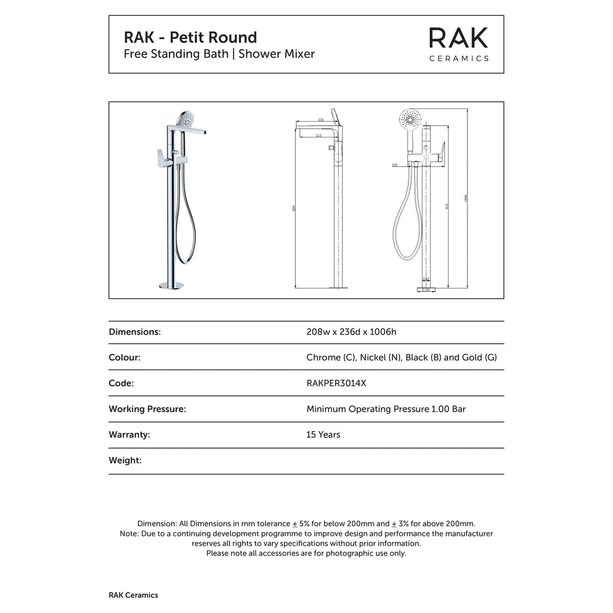 Sleek chrome freestanding bathroom shower mixer with handheld attachment, modern design. Ideal for contemporary bathrooms, ensuring easy control and durability. Perfect for modern bathroom renovations.