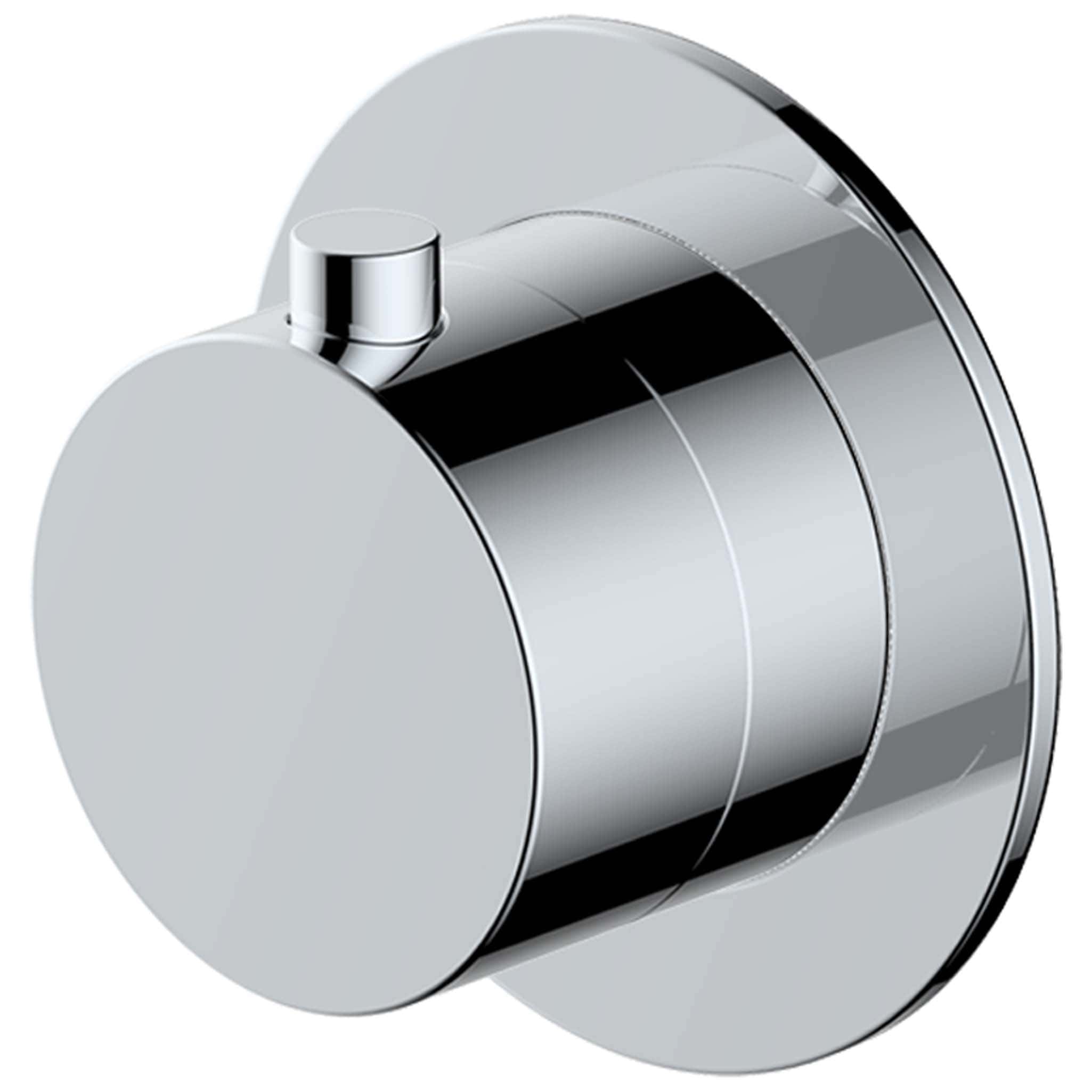 Polished chrome thermostatic shower valve for modern bathroom plumbing.