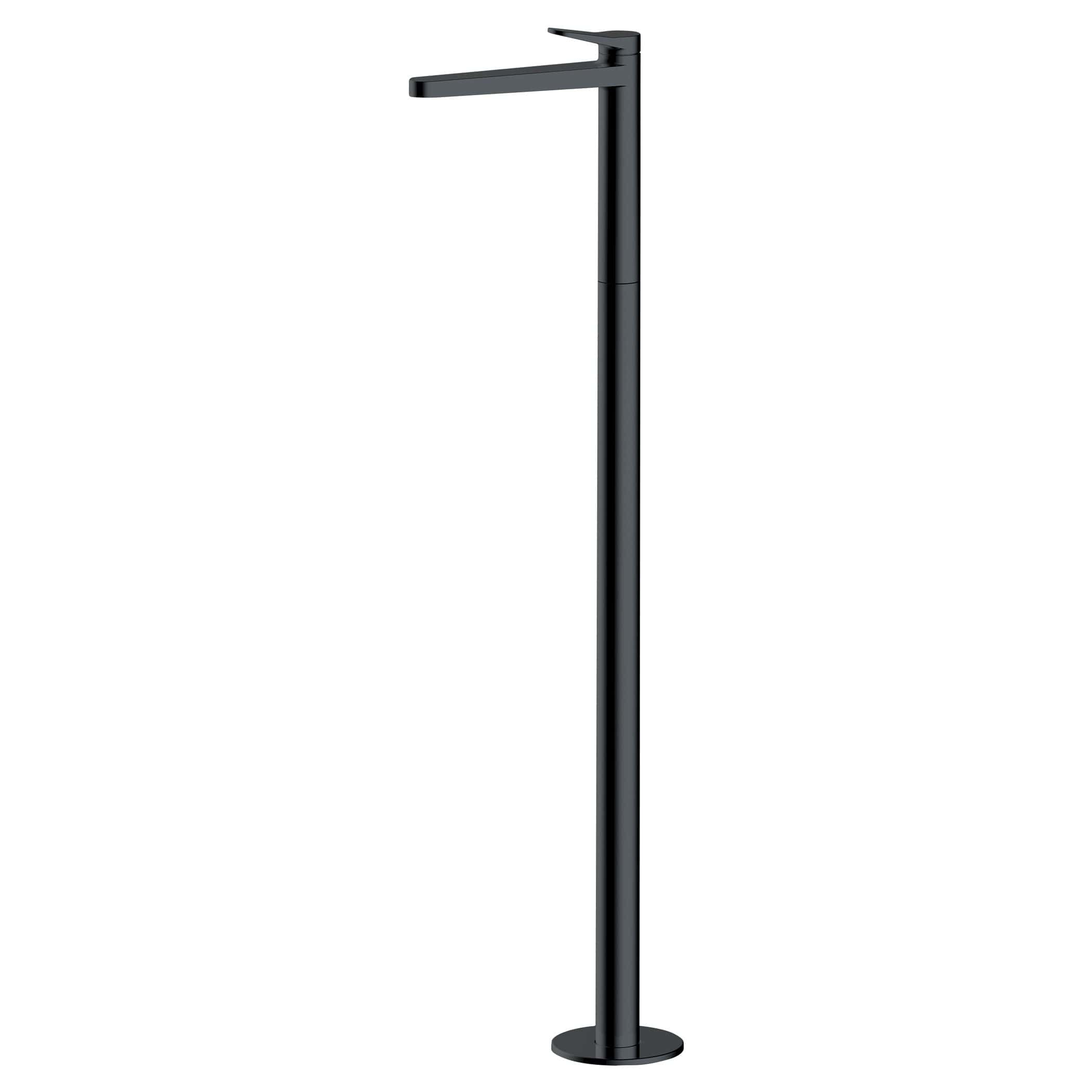Sleek black freestanding bathroom tap with modern minimalist design, ideal for stylish modern bathrooms and washbasins, durable and easy to install.