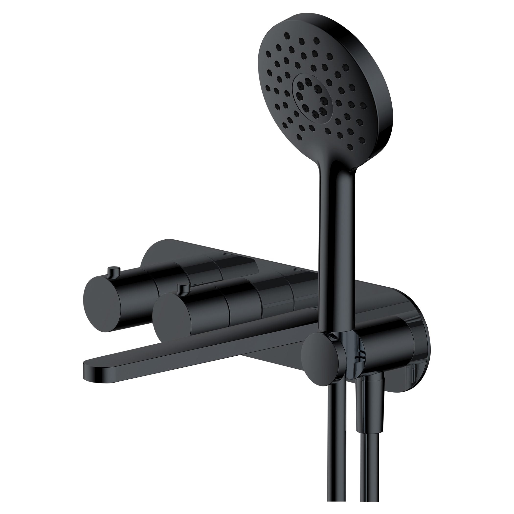 Black modern handheld shower with adjustable holder and sleek design for contemporary bathroom bathrooms.