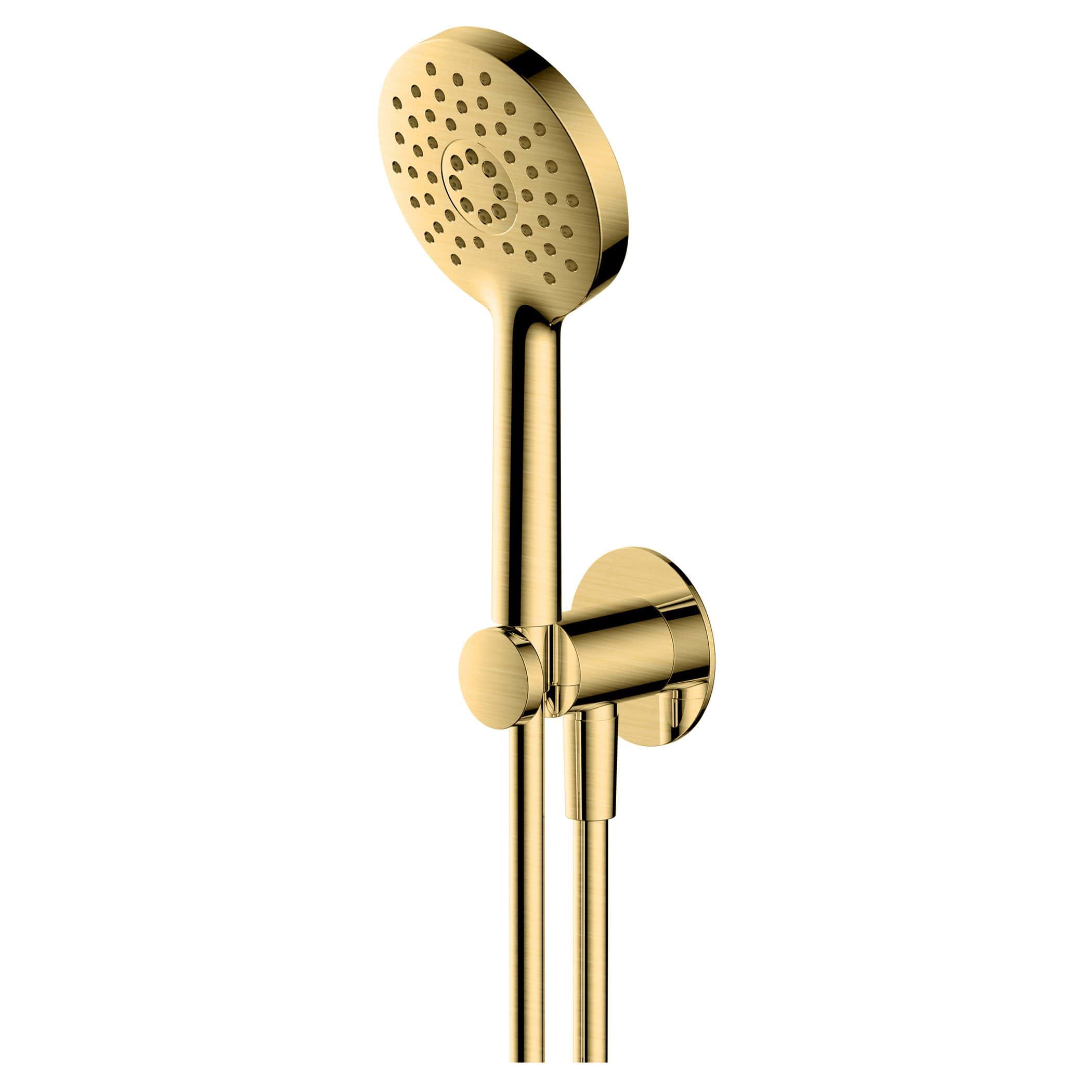 Luxurious gold handheld showerhead with adjustable water flow, modern bathroom fixture for premium shower experience.