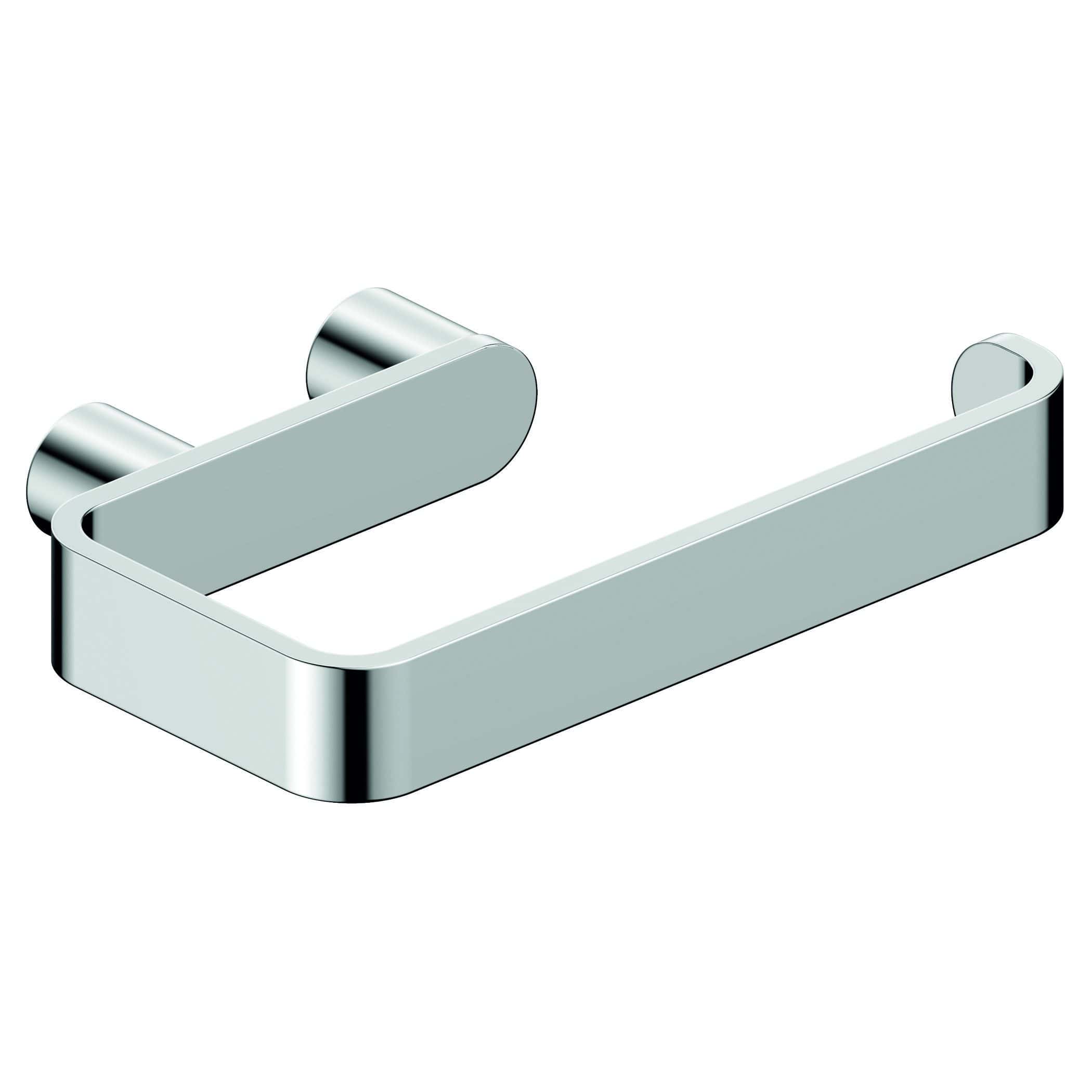 Shower towel holder in chrome finish, wall-mounted bathroom accessory for hand towels and bath towels, modern and sleek design by BublyBathrooms.